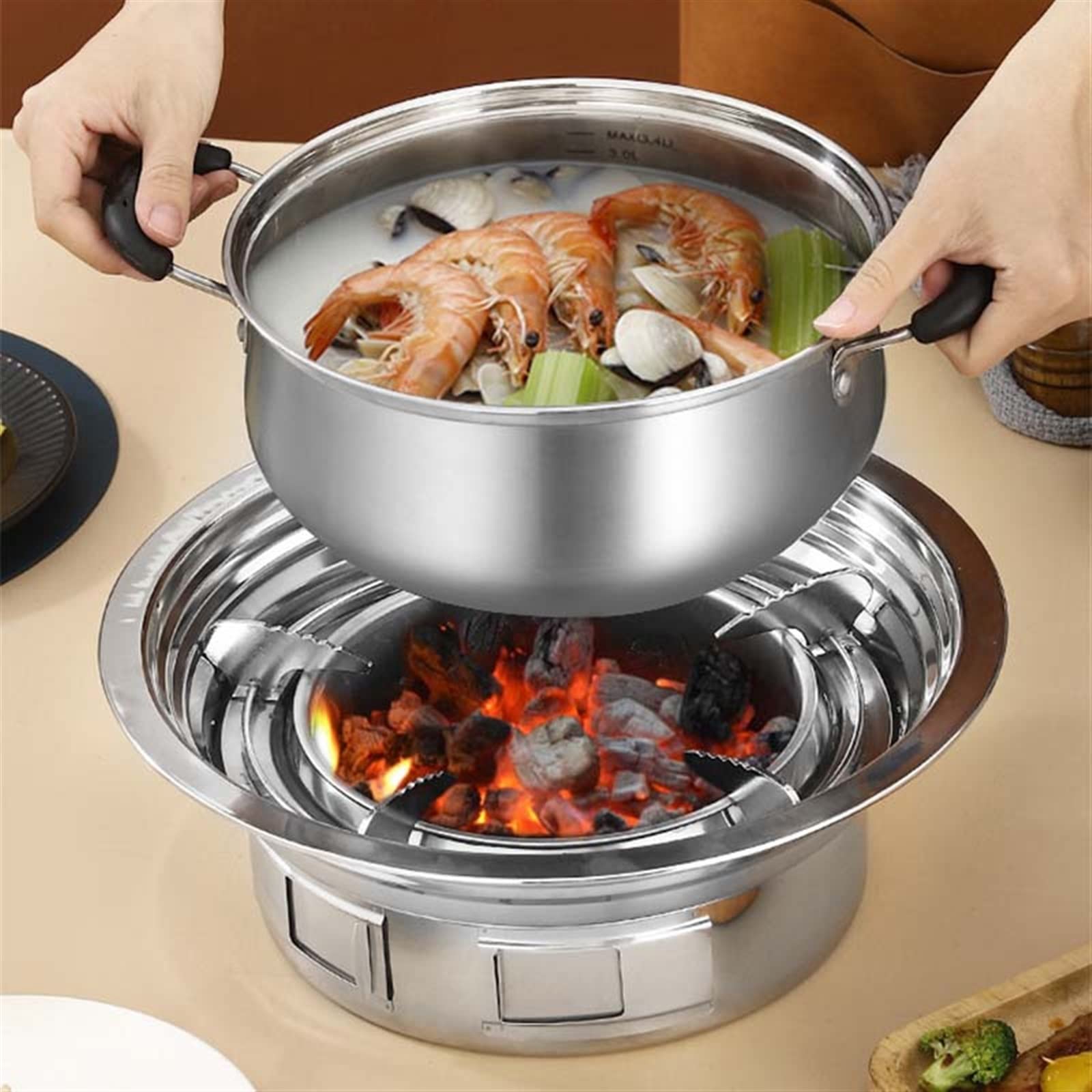 Przenośny nieprzywierający grill bezdymny grill na węgiel drzewny na zewnątrz kemping piknik i do użytku w kuchni