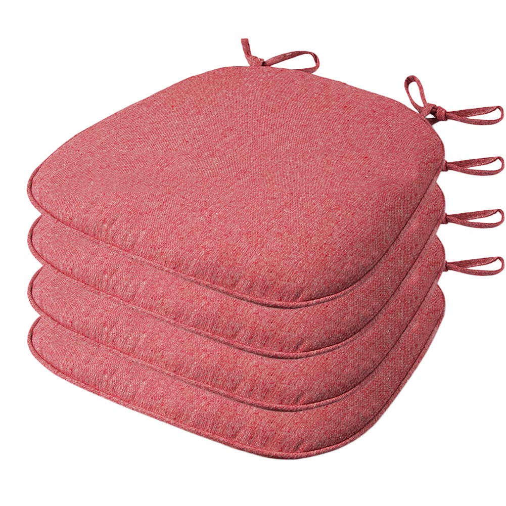Cojín de silla con corbatas pack de 4 asientos cuadrados de lino suave antideslizante para comedor