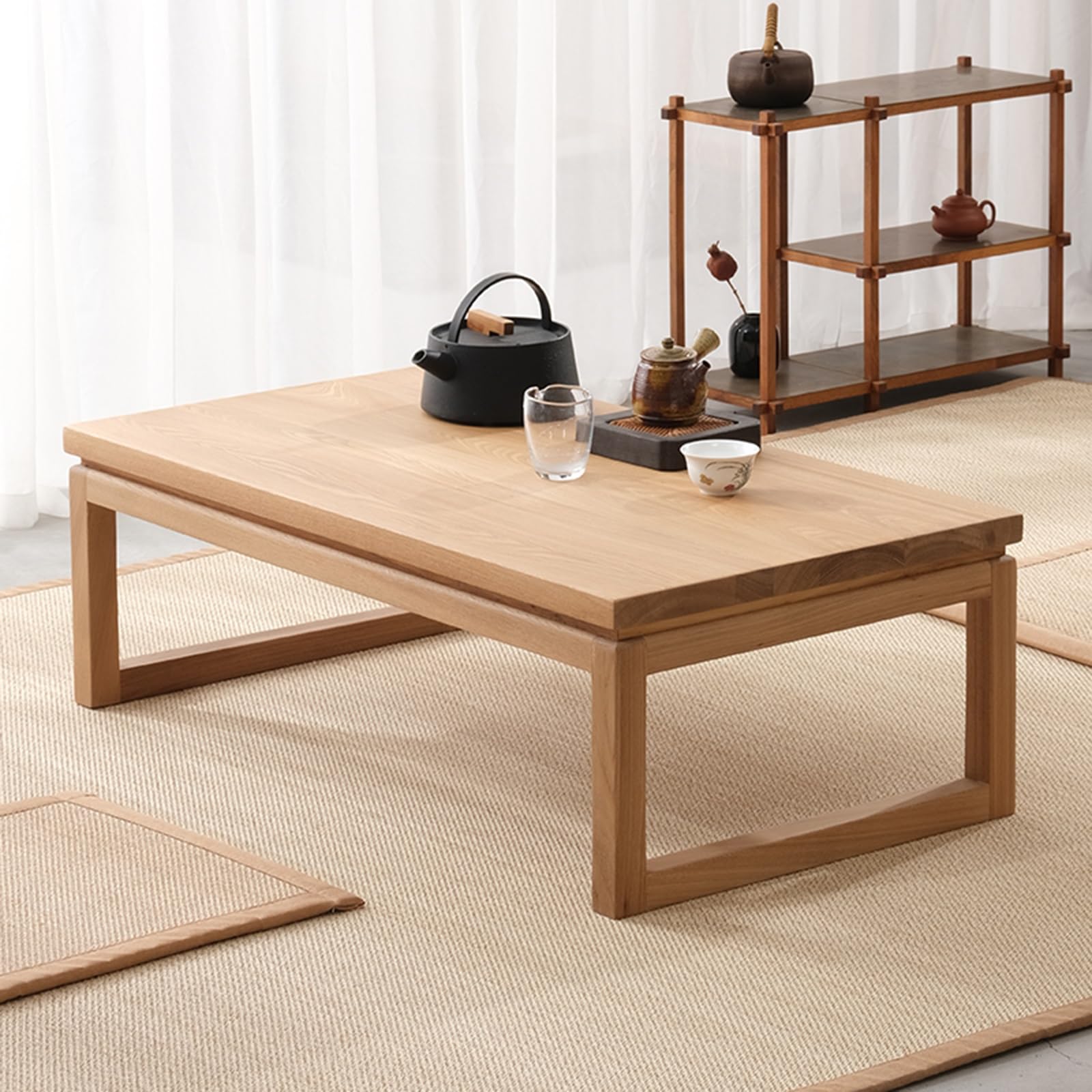 Table à thé chinoise Kang en bois massif, bureau bas pour ordinateur portable