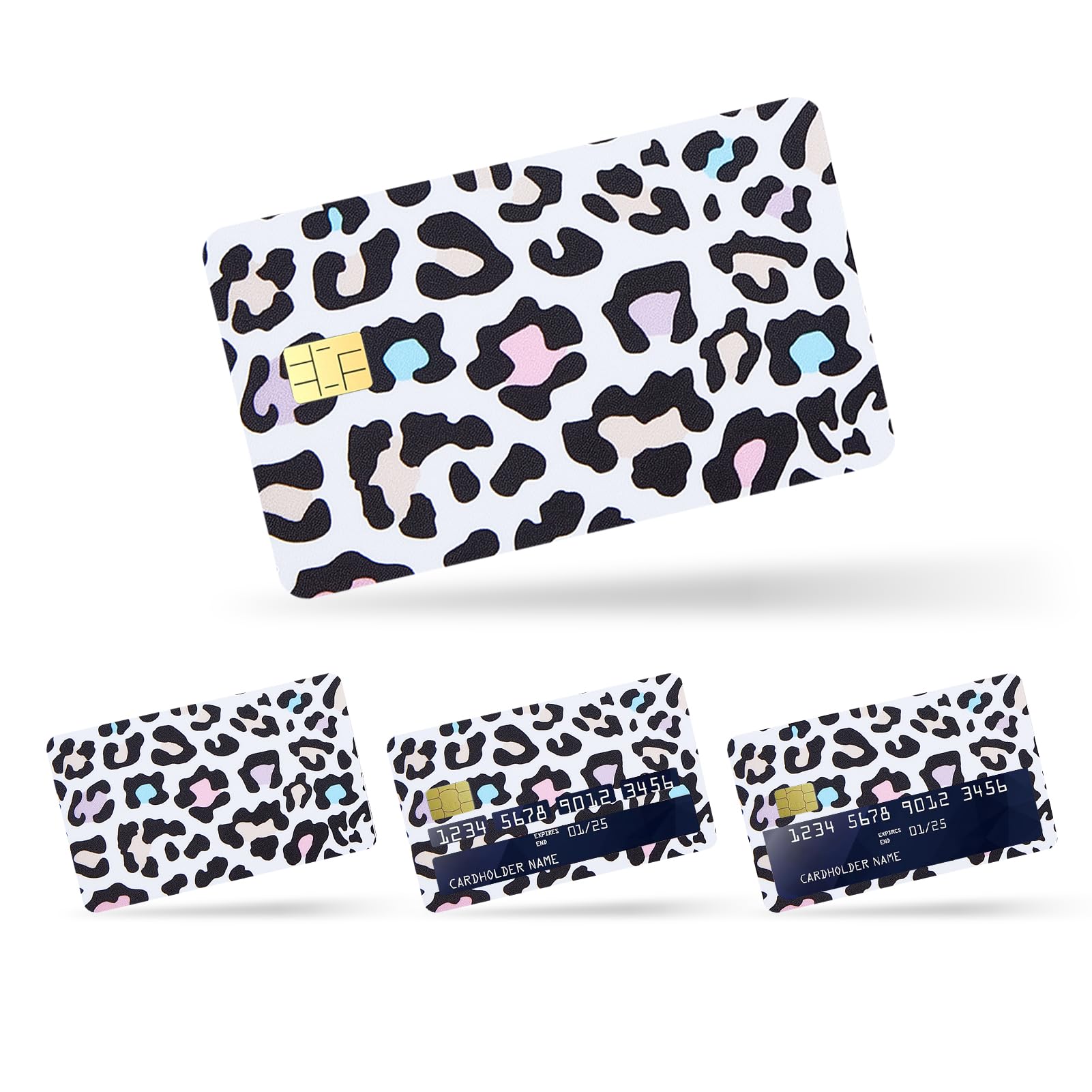 직불 카드용 레오파드 패턴 스티커가 있는 AMIJOUX 신용 카드 스티커 기포 없음 좁은 방수 제거 가능 은행 카드용 주름 방지 신용  카드 슬리브 스티커-Freehip.co.kr