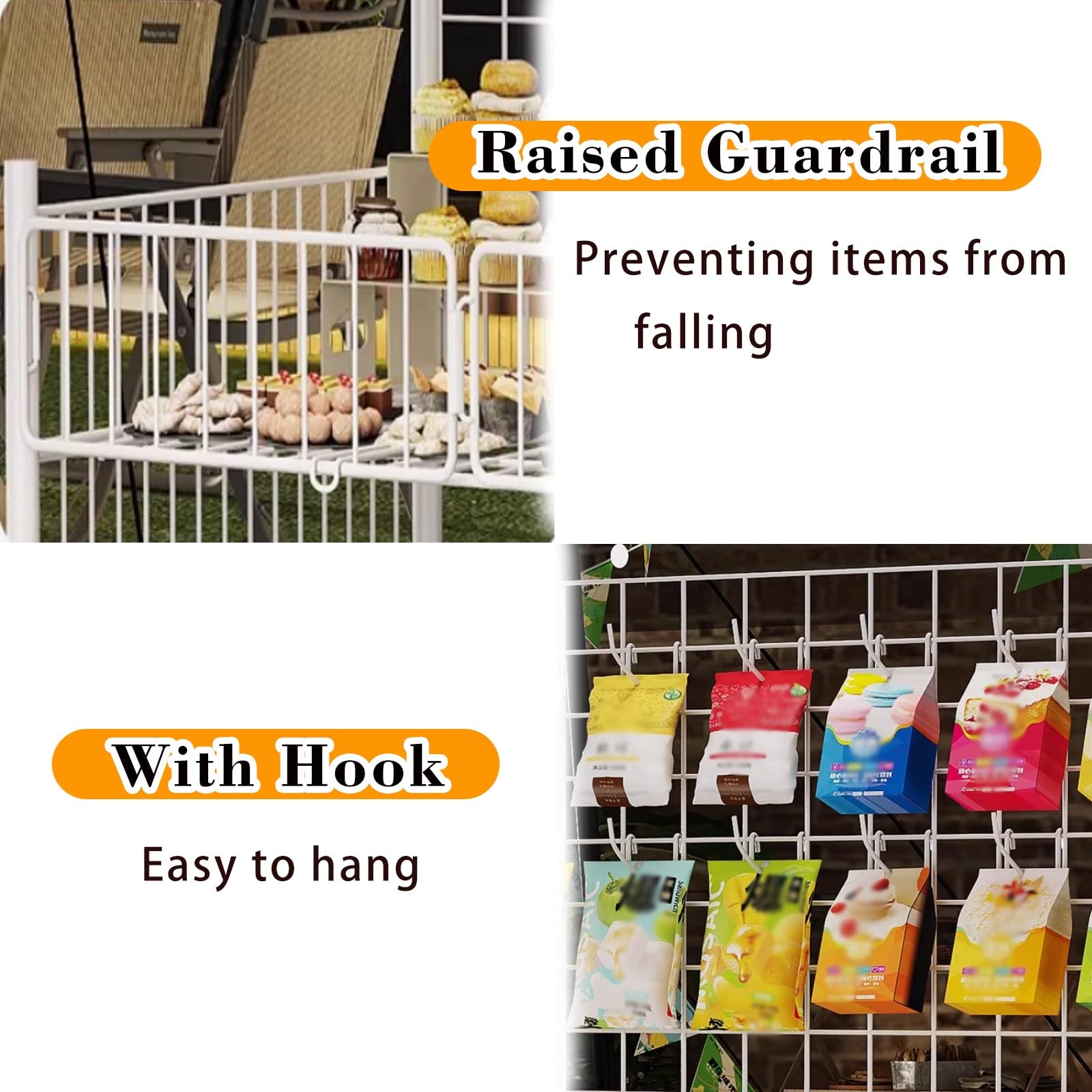Marktstand, Imbisswagen Verkaufsstand-Ausstellungsregal Mit 2 Ebenen Für Lebensmittel/Kunsthandwerk/Papier, Bewegliche Drahtgitterwand-Ausstellungsständer Für Den Einzelhandel, Supermarkt-Konzessionss