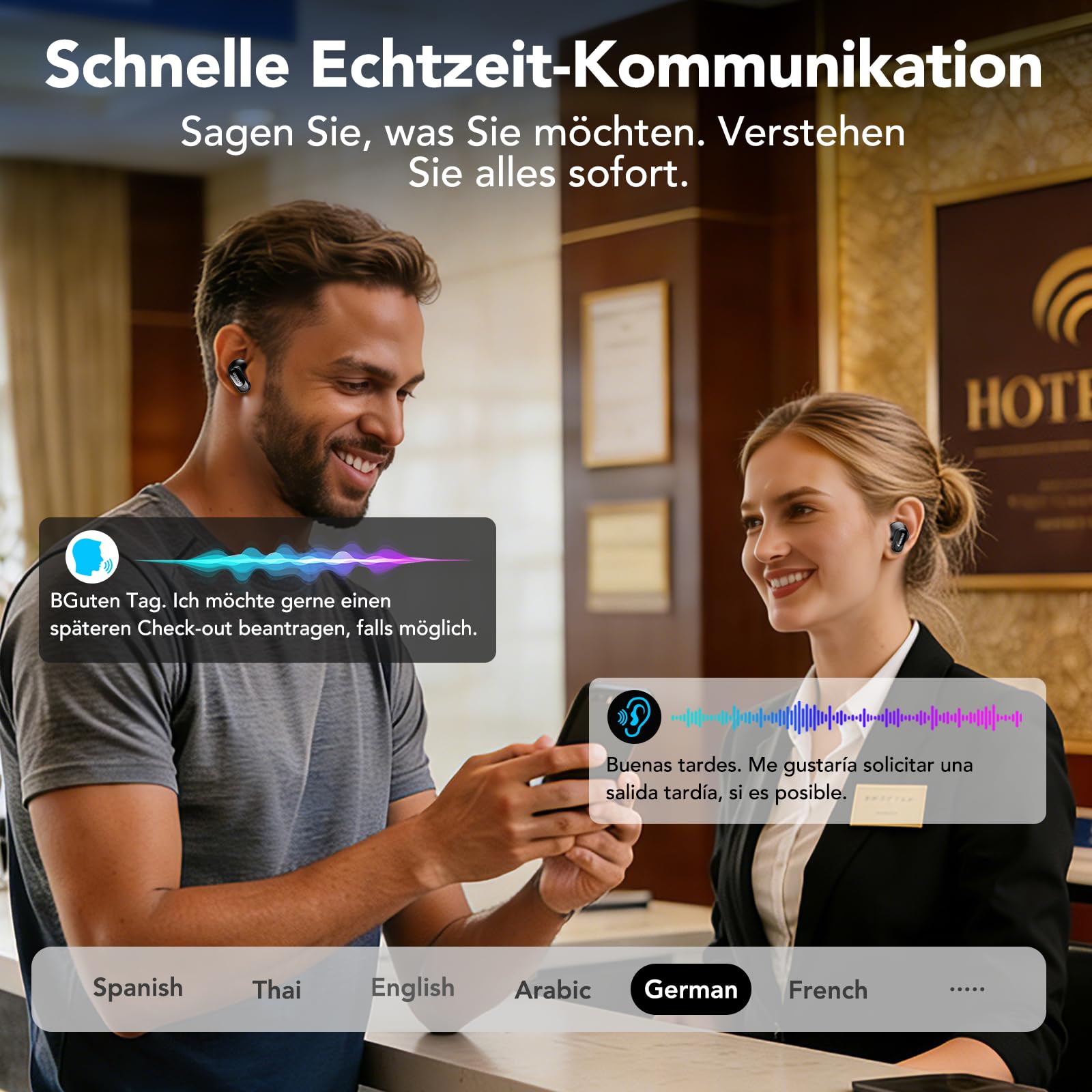 MINISO MS105 AI Kopfhörer Übersetzer, 3-in-1 Übersetzungskopfhörer in Echtzeit mit KI-Übersetzungsfunktion, 134 Sprachen Übersetzer Ohrhörer für Business, Reisen und Studium