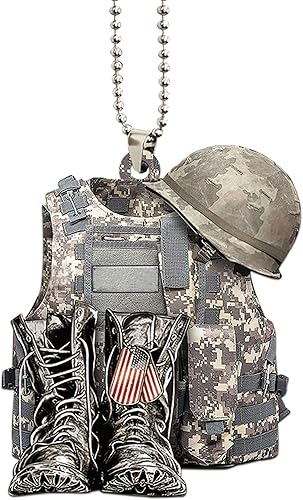 Miniatura 7 de Talataca Mochila de soldado veterano botas militares espejo retrovisor para automóvil accesorios de árbol de Navidad decoración colgante interior