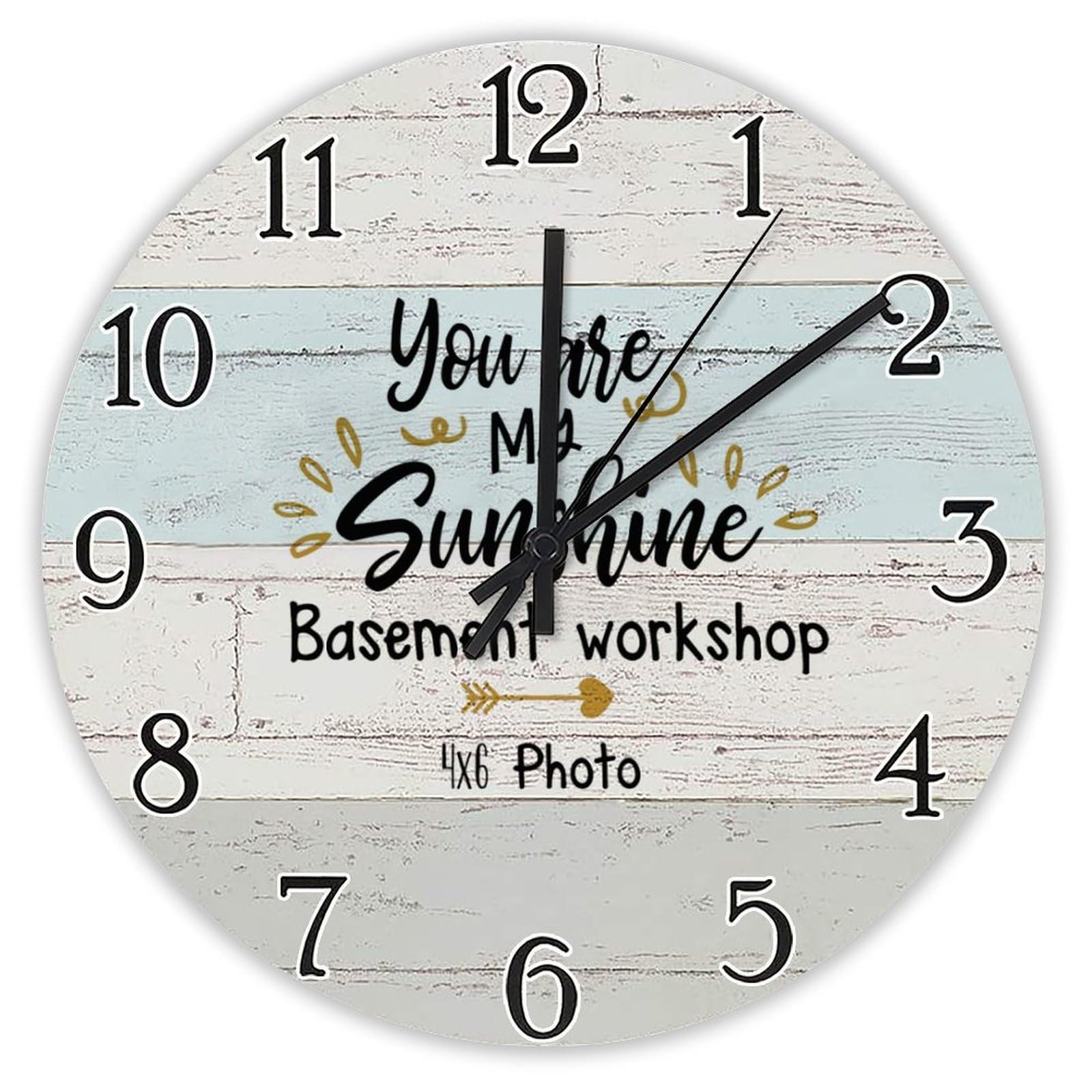 Horloge murale vintage bois silencieuse You Are My Sunshine ronde 38cm