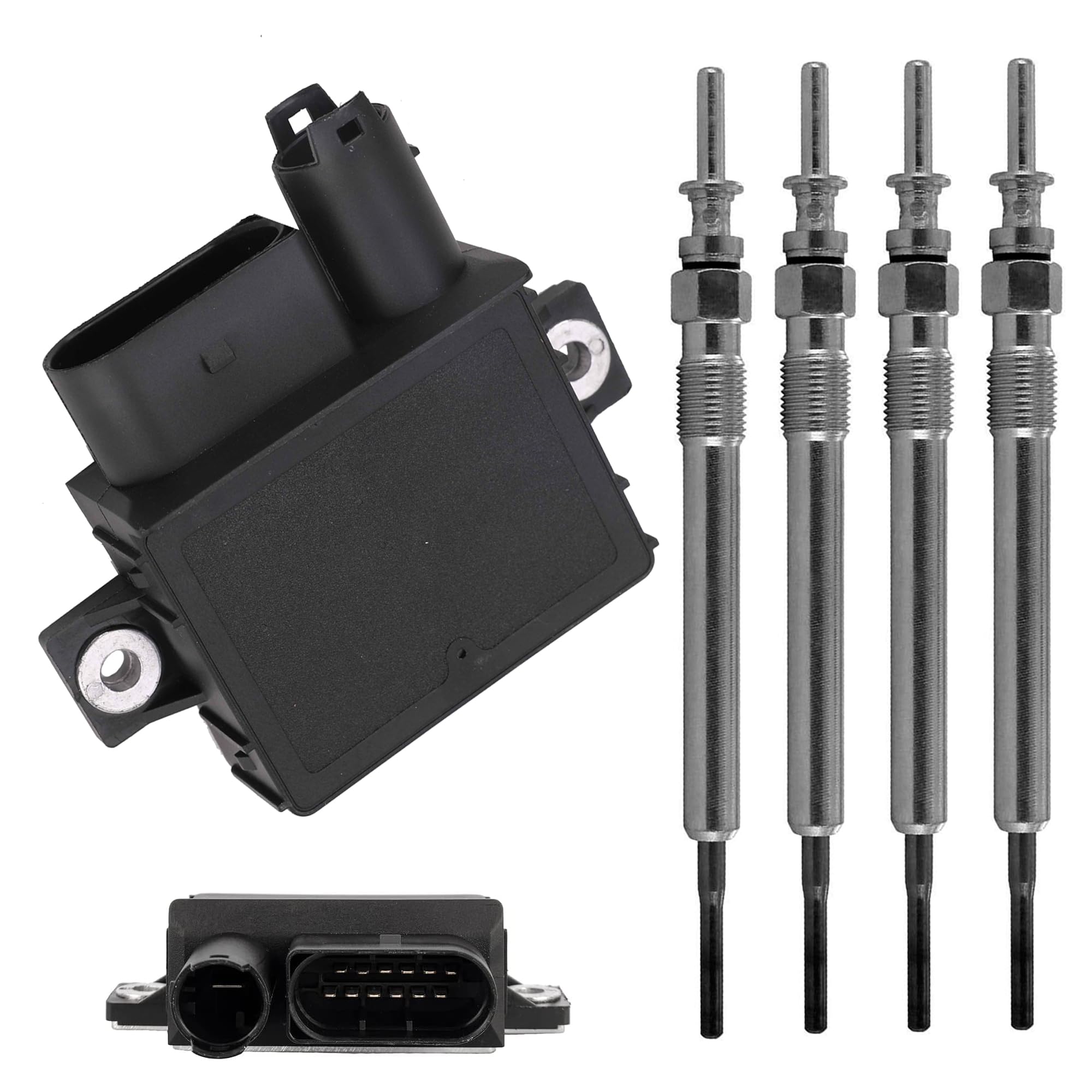 Partsline Relais de préchauffage + 4 bougies compatible avec BMW Série 1 3 5 X3 X5 X6 Diesel équivalent à 12230035934 12230041625