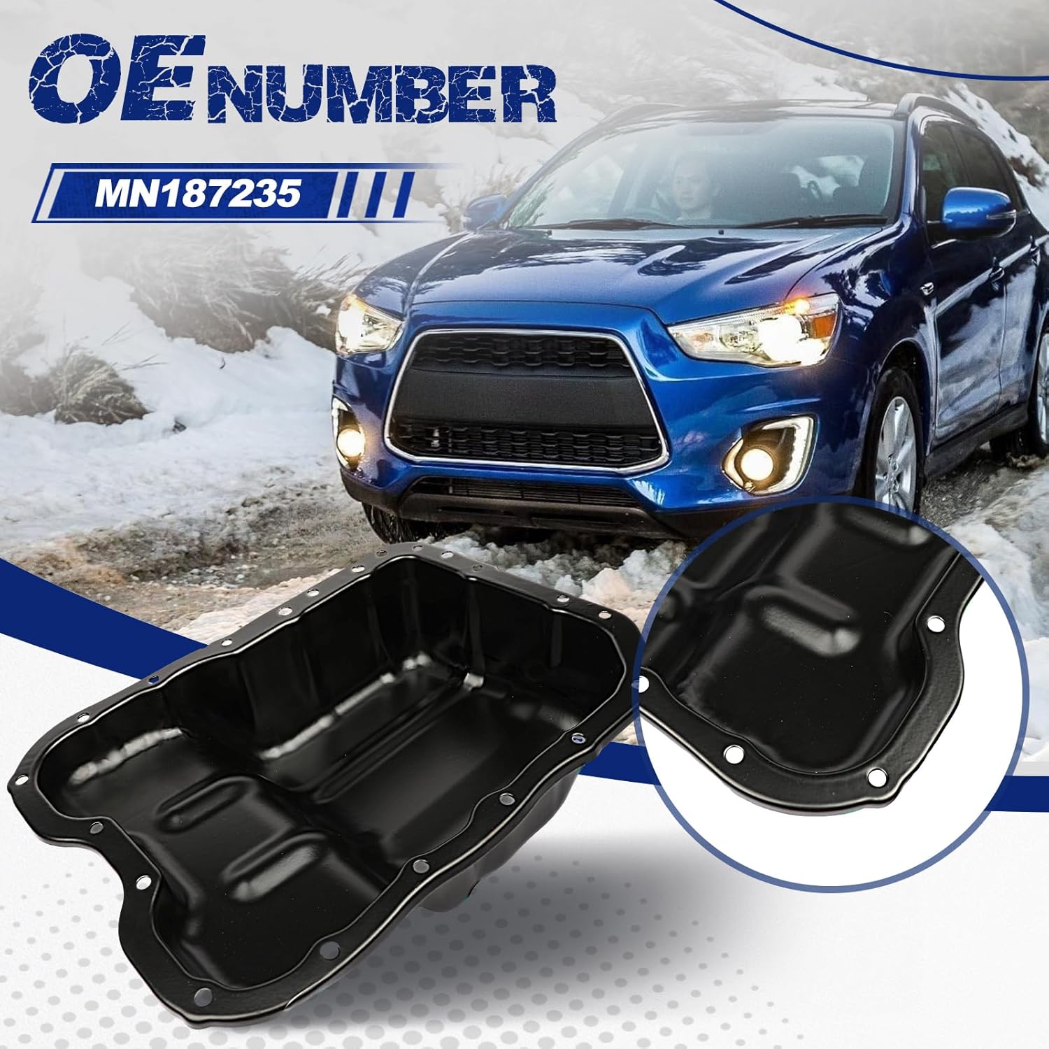 Transmission Oil Pan with Drain Plug, Fit for Mitsubishi Lancer 2008-2012 2.0L, Fit for Mitsubishi Outlander 2006-2012 2.0L, Fit for Mitsubishi ASX 2010-2015 2.0L, OE MN187235