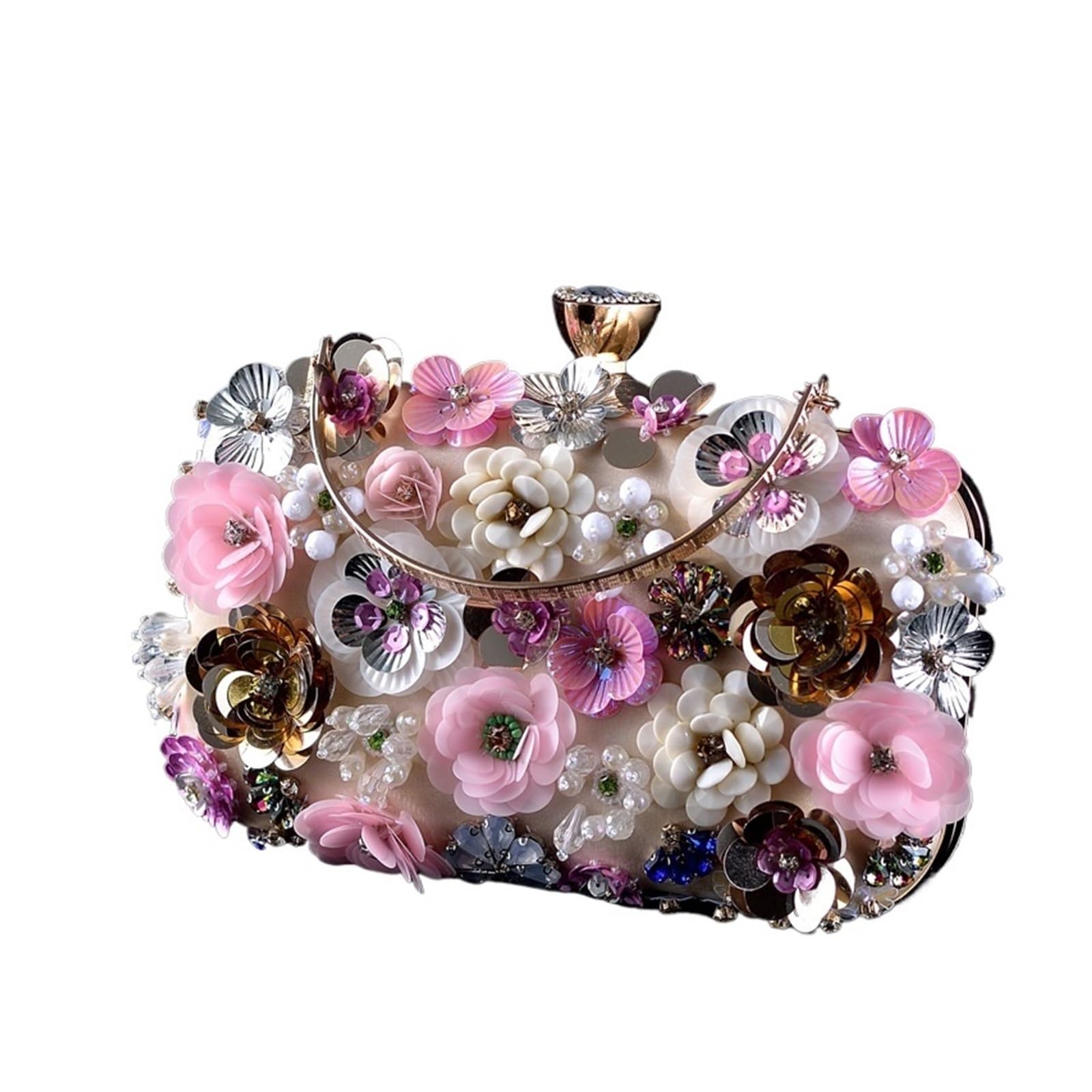 Handgemachte florale Hochzeits-Clutch – elegante Banketttasche mit dekorativen Blumenakzenten, multifunktionale Kosmetiktasche