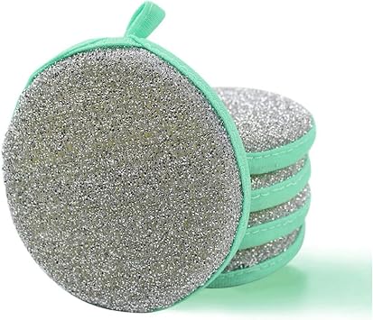 Dual-Sided Dishwashing Reusable Sponge for Kitchen Round Non-Scratch Scrub Sponges for Dishes, Pots and Pans 5 Pack