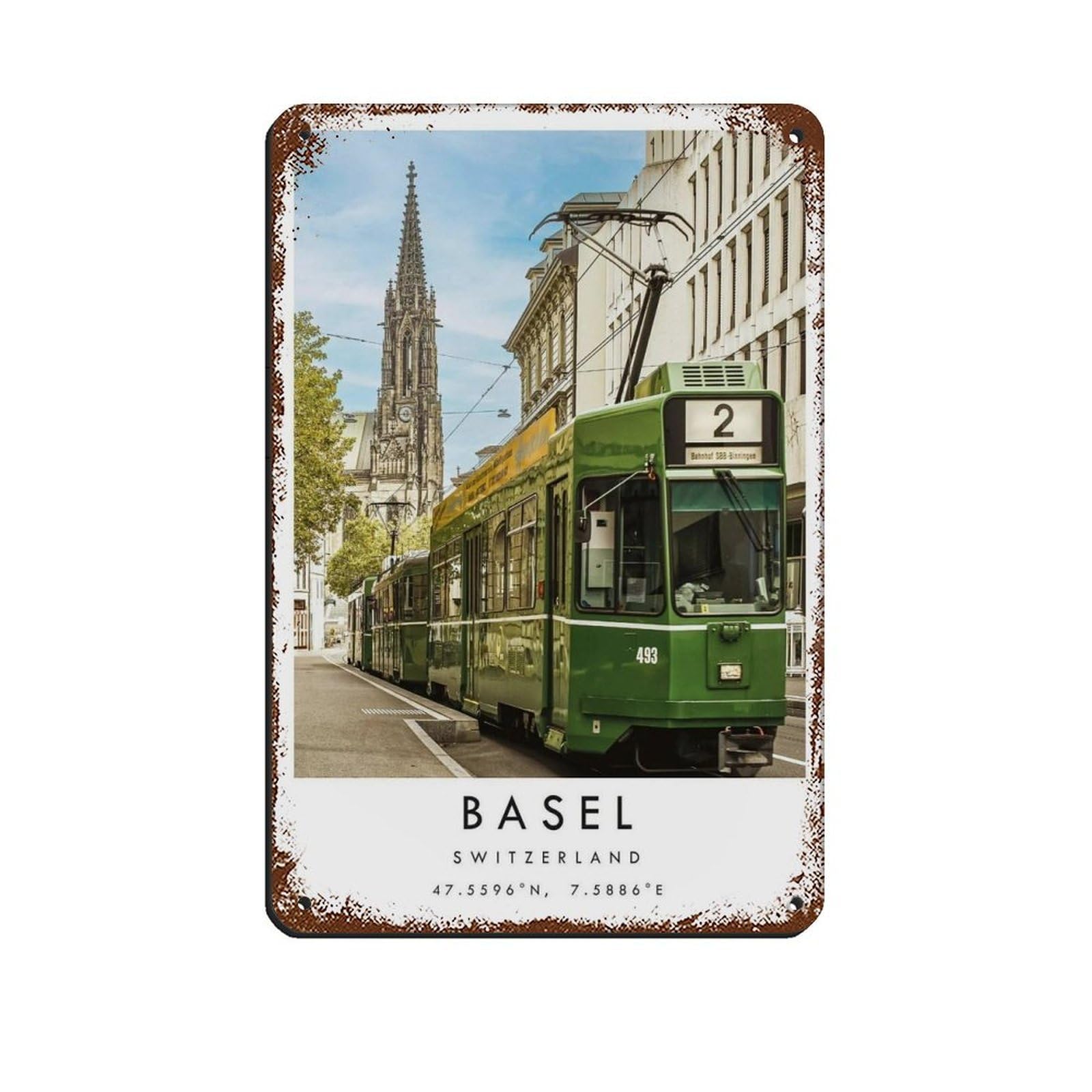 Basel Travel, Switzerland Poster（22） Retro Poster Metal Tin Sign Chic Art Retro Iron Painting Bar People Cave Cafe Family Garage Poster Wall Decoration 8x12inch(20x30cm)
