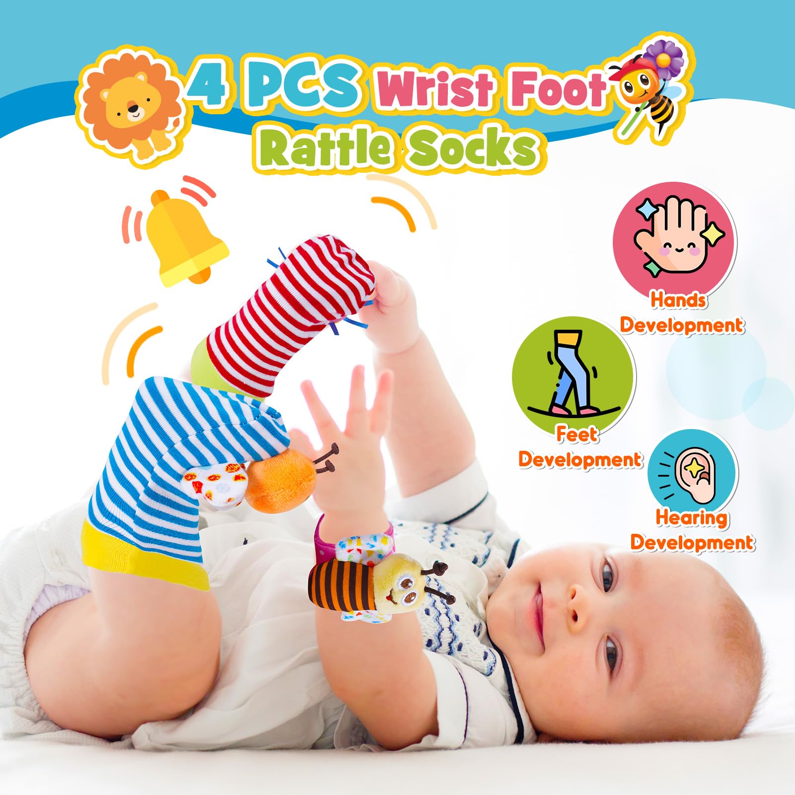 Wootoyz Jouet Bebe 0 3 6 9 Mois, Hochet Bebe 0-12 Mois Cadeau Bebe 1 An Jeux Montessori 0-12 Mois Jeux Bebe 1 An Jouet Dentition Bébé Cadeau 0-12 Mois Fille Garçon Jeux Eveil Bebe 0-12 Mois Jouet