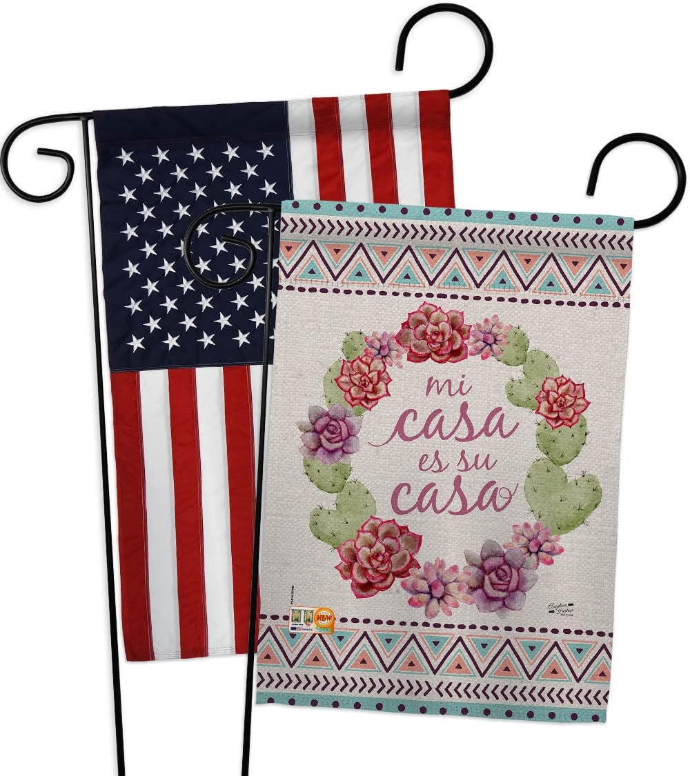 Mi Casa es su Garden Flags Pack Country Living Southwest Desert Cactus Succulent Particular Area USA Applique Small Decorative Gift Yard House Banner Made In 13 X 18.5