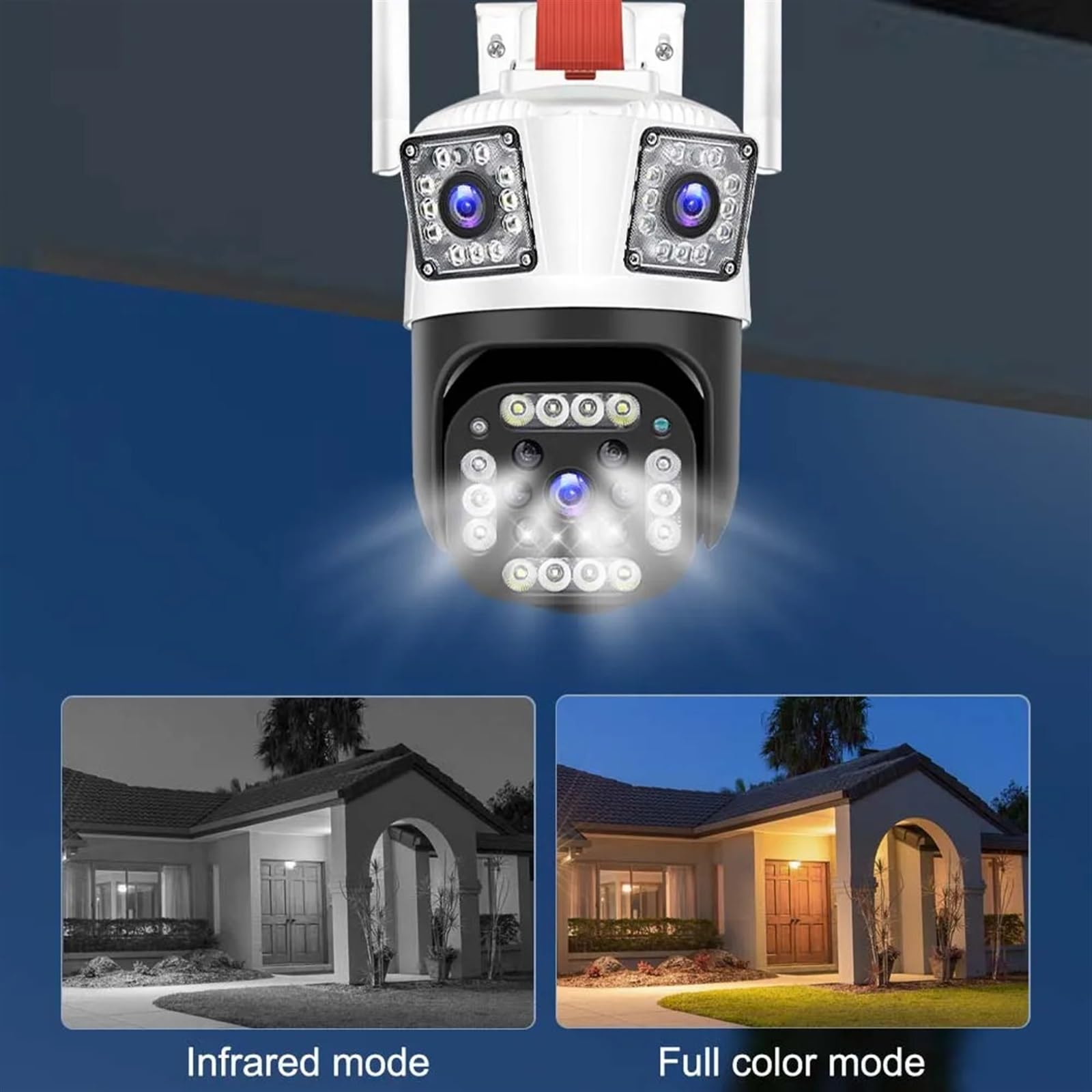 IP Camera 12MP 6K Three Lens 8X Zoom Surveillance Camera AI Tracking Security Protection Outdoor Security Camera CCTV Cam(6K 12MP Camera)