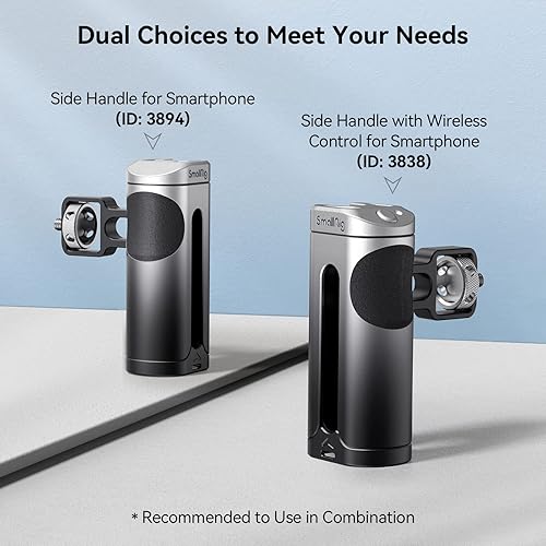 Miniatura 6 de SmallRig Mini mango lateral para jaula de teléfono, aparejo de video para teléfono inteligente con hilos de 14 a 20 hilos y zapata fría, ajustable