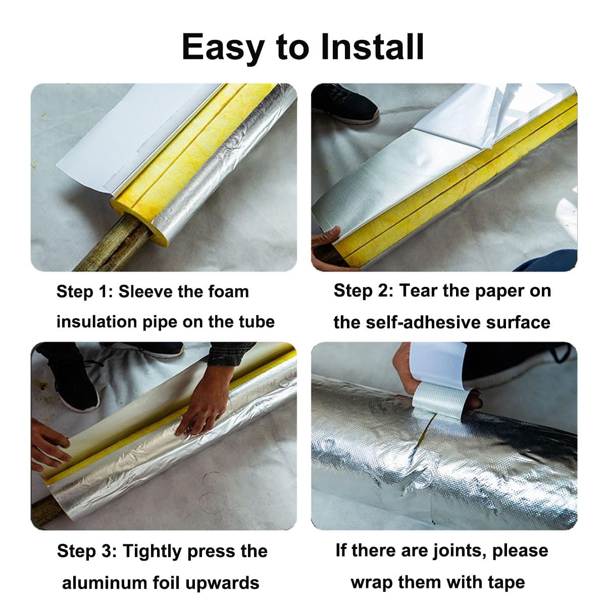Tubo de Aislamiento Anticongelante, Ignífugo Cubierta de Aislamiento de Tuberías para Exteriores de Invierno, Coquilla Aislante de Papel de Aluminio Autoadhesivo(165mm x 50mm Wall)