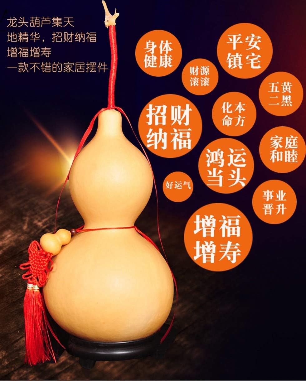 Chinese Natural Dried Gourd Wine Gourd,1PC (12~13.8inch) Feng Shui Wu Lou Wu Lu Gourd Gourd Hanging Amulet, As Show
