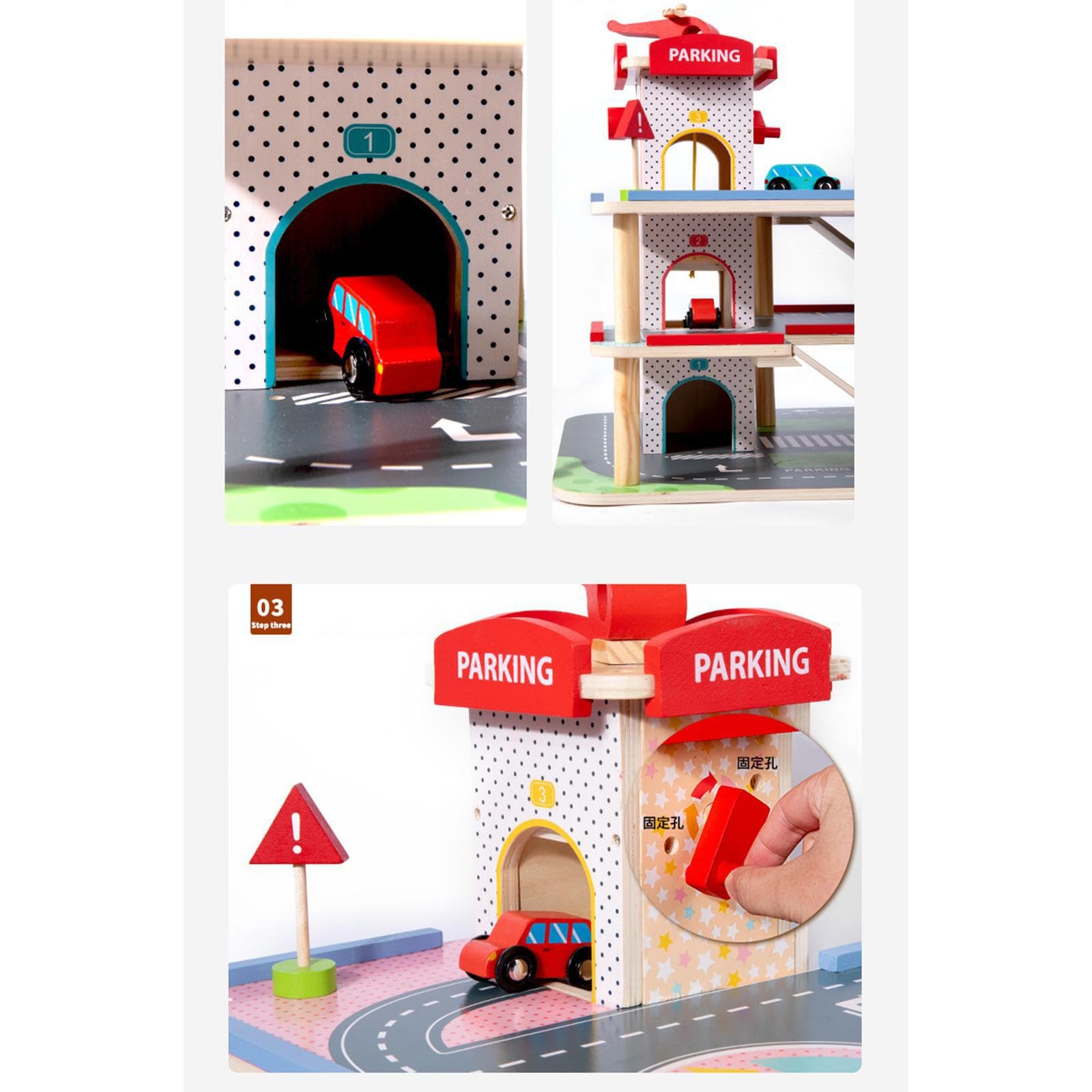 QUXVUIS Parcheggio per bambini, gioco educativo, pista da corsa per bambini, mini auto giocattolo, parcheggio per, veicoli giocattolo per, garage per auto