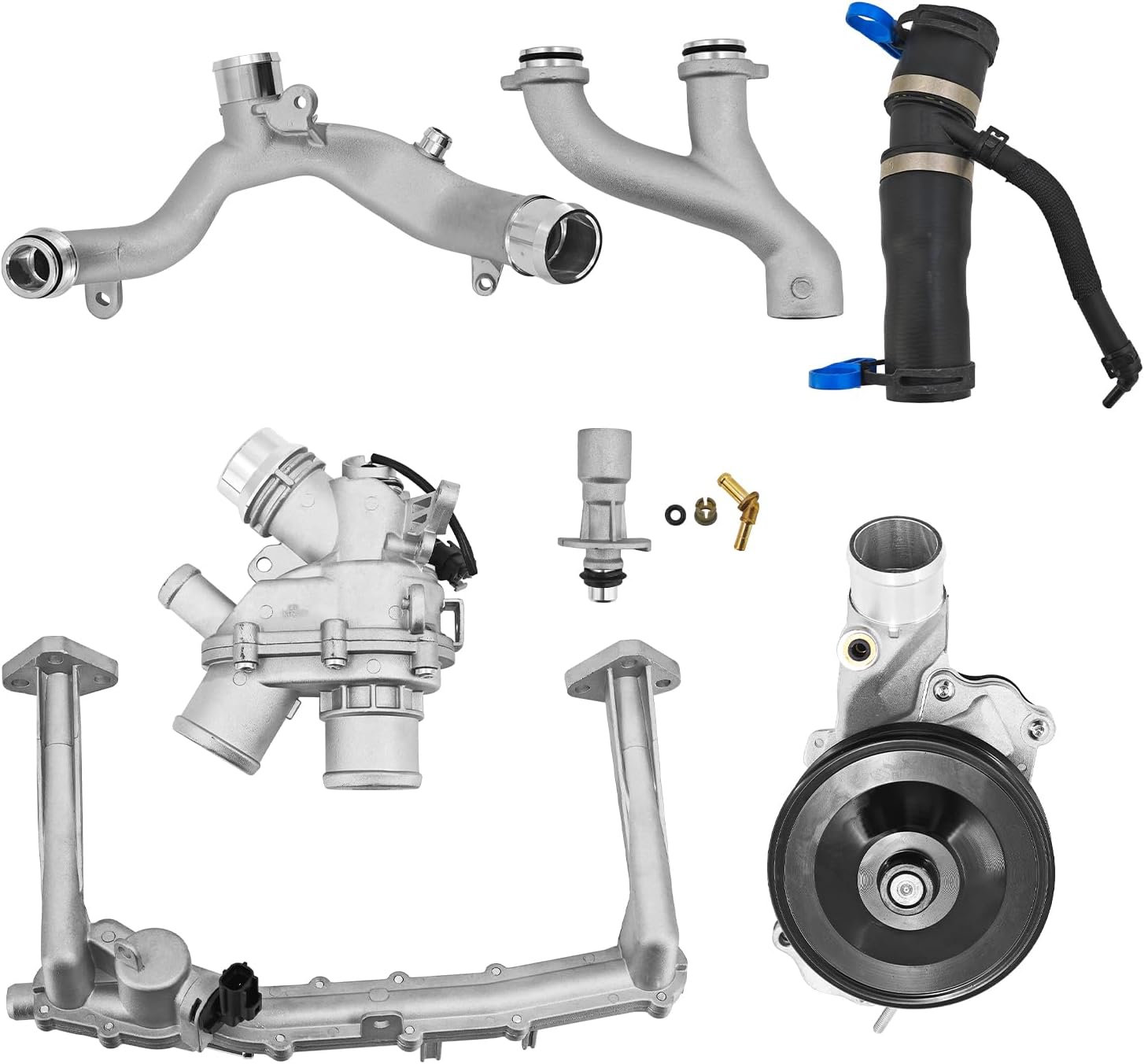 Upgraded Aluminum Coolant Water Pipe System Kit for Jaguar F-Type F-Pace XF XJ XE Discovery Range Rover 2010-2021 Replcace# LR109401 LR092992 LR090630 LR048474 LR097165 LR107288 LR028136