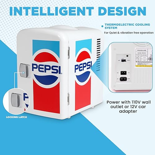 Miniatura 4 de CURTIS MIS138PEP Pepsi Retro Logo, mini refrigerador personal portátil y compacto, capacidad de 4 litros, enfría seis latas de 12 onzas, 100% libre