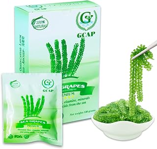 GCAP Salted sea Grapes – Premium – Dehydrated Seaweed, Umibudo, Green Caviar, Lato Seaweed - a Great superfood for Your Health (4.23 OZ of 6 Packs)