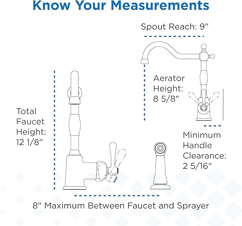 Miniatura 6 de Danze Opulence - Llave de cocina simple con manija única y rociador lateral, D401157
