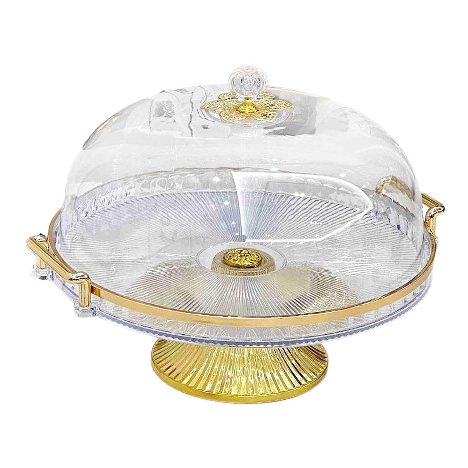Colcolo Piatto da Portata per Dessert, Alzata per Torta con Coperchio a Cupola, Piatto da Portata Rotondo e Multifunzionale per Biscotti, Cupcake, Muffin, Chiaro