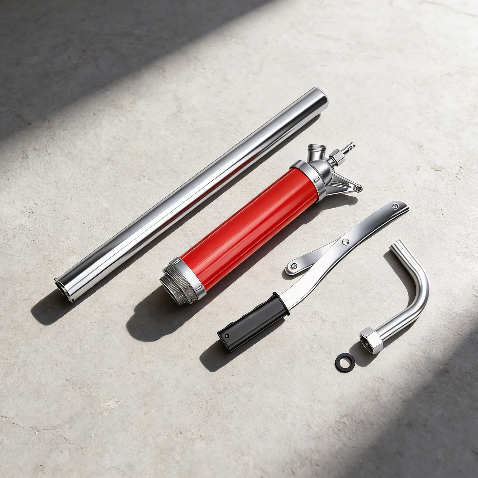 Pompe à Levier pour Fûts à Huile pour Tambour de 15 à 55 Gallons, Débit 28 L/Min, Rouge Pompe à Baril Manuelle avec Tube d'Huile Rétractable de 45 à 88 Cm pour l'Extraction de Huile Combustible