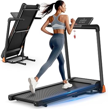 Foldable Treadmill with Incline, Treadmills for Home with Handlebars, Quiet Brushless Small Space Portable Running Walking Machine with Bluetooth APP & Pulse Monitor