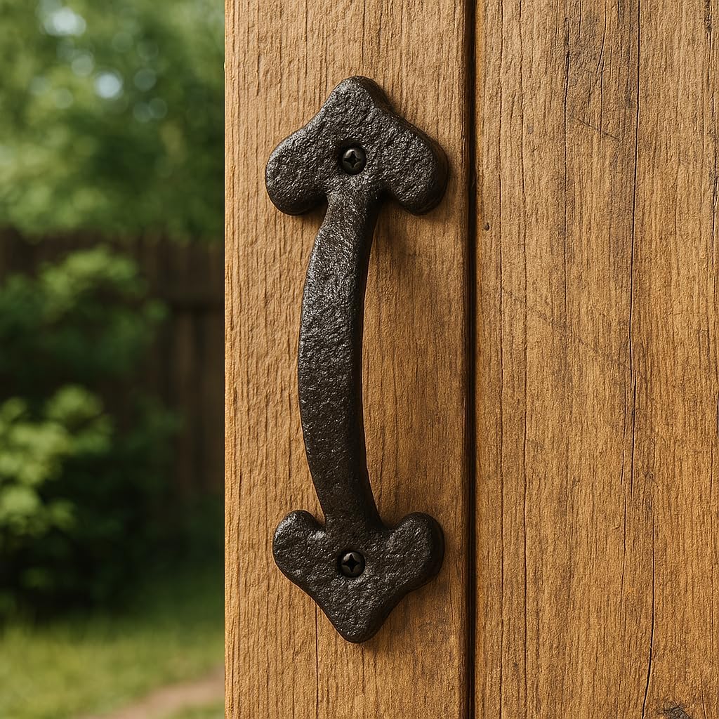 2-Pack 7 Inch Heart Barn Door Handle - Black Cast Iron Pull for Sliding Doors, Gates, Sheds, Fences, Closets - Indoor Outdoor Farmhouse Hardware