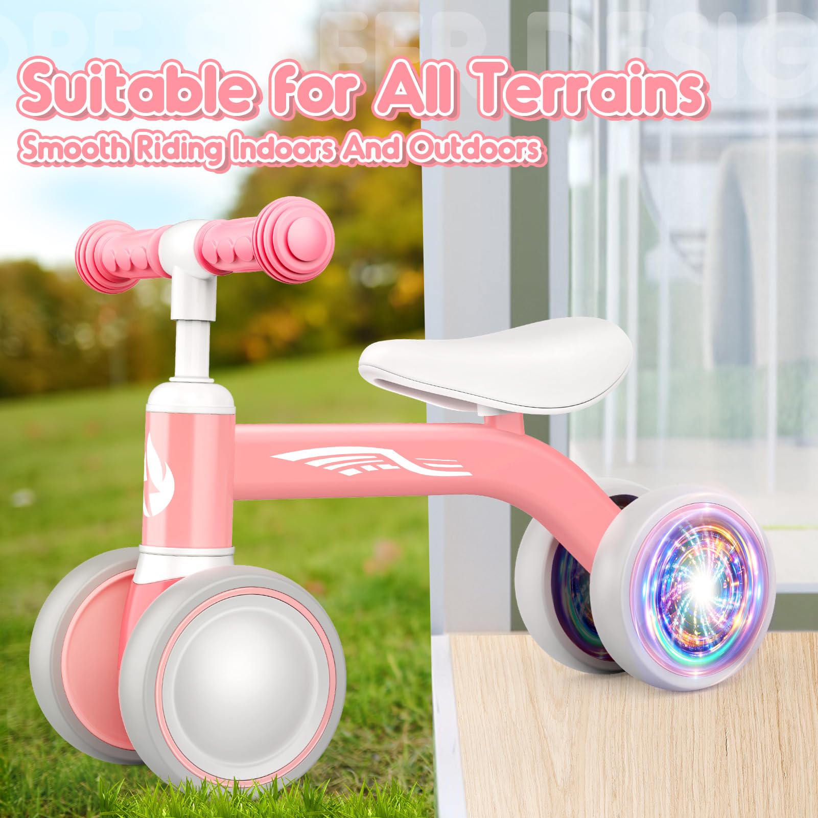 HappyGoLucky Bicicletta Bambini 1 2 Anni, Ruote Colorate, Ultra Leggero, Bicicletta Senza Pedali Giochi Bambina Bambino 1 2 Anni, Balance Bike Regalo Bambino 1 Anno, Primo Regalo di Compleanno