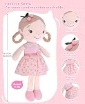 Jouets Soft Baby Doll (16'') pour les filles, Mes premières poupées bébé pour les enfants en peluche cadeau en peluche jouets de poupée machine lavable pour les bébés en bas âge (16-inch Fille cerise)
