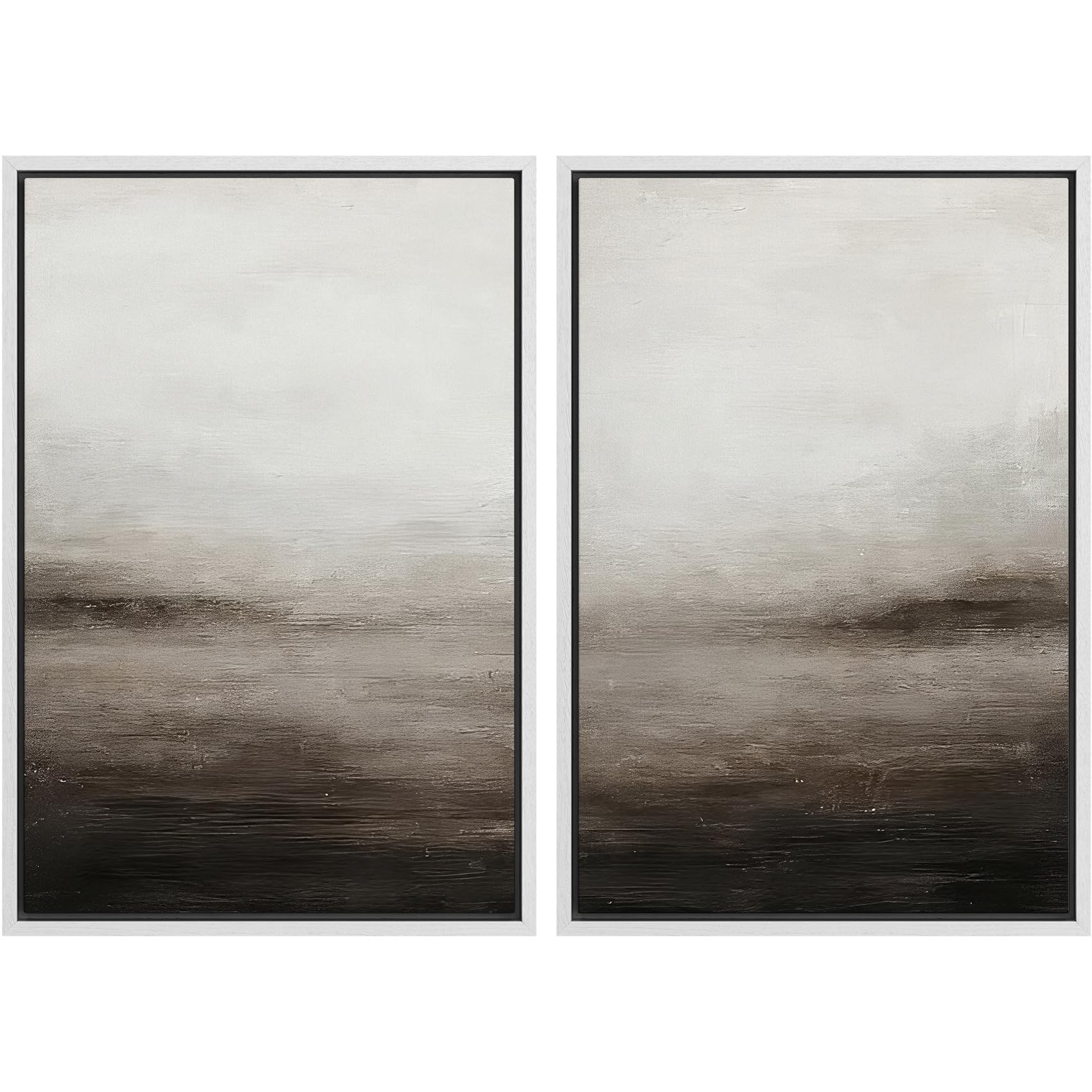 MUDECOR Framed Canvas Print Wall Art Monochromatic Gradient Abstract Minimalist Gray Illustrations Modern Art Decorative Bohemian Colorful Chic for Living Room, Bedroom, Office - 16"x24"x2 Black — view 83