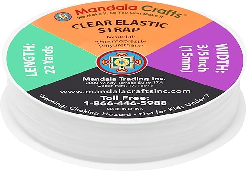 Miniatura 8 de Mandala Crafts 1/2 pulgada ligero y transparente elástico para coser – 33 yardas invisible transparente correas elásticas transparentes