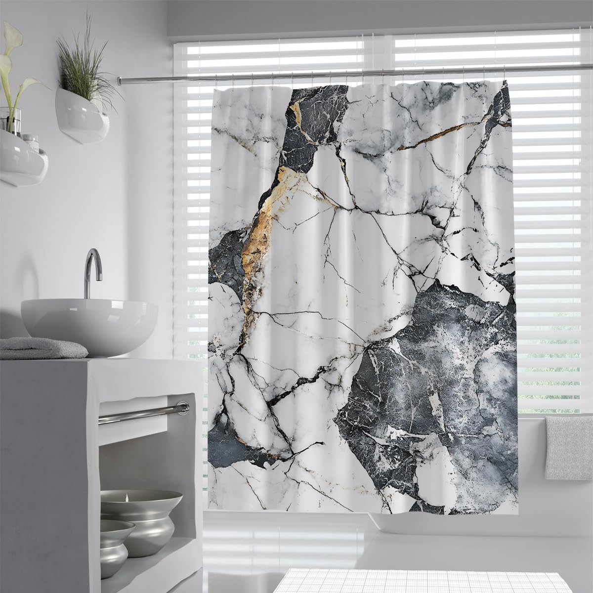 Marmortextur Kunst Duschvorhang Luxus-Steinmuster Badevorhang Abstrakter Stil Badewannenvorhänge für zeitgenössische Badezimmerdekoration wasserdicht 180 x 180 cm
