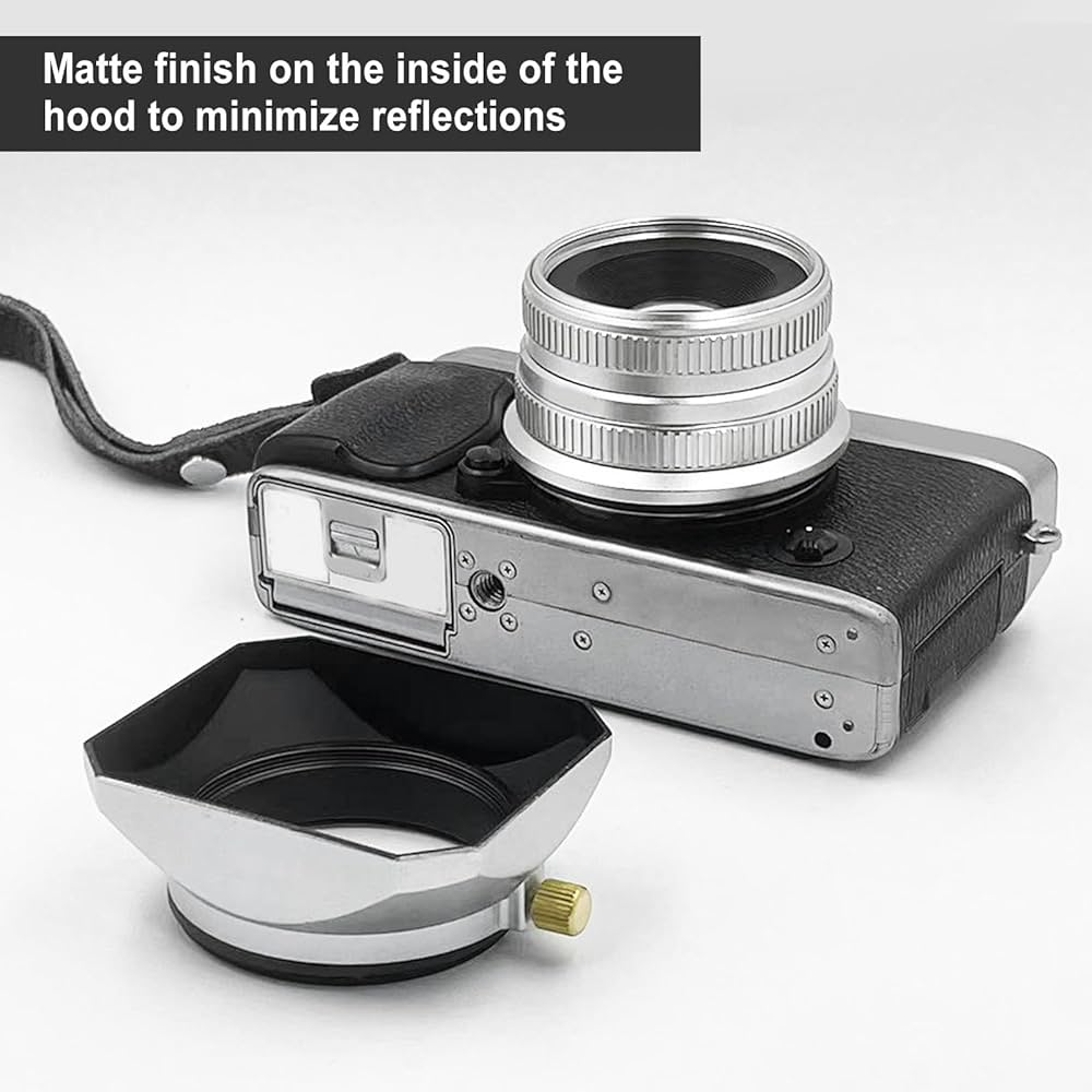 Amazon | 39mm レンズフード、レトロシルバースクエアレンズ