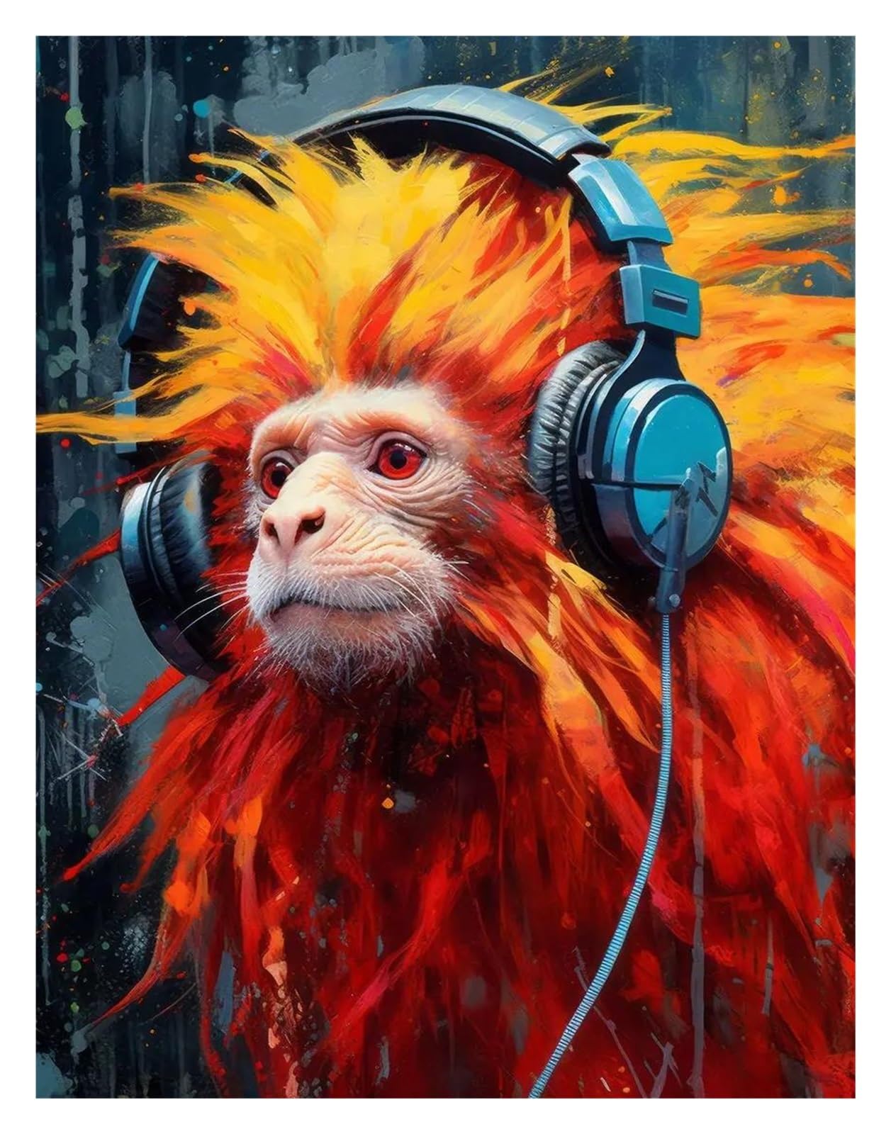 Póster de grafiti de animales decorativo para una sala de estar moderna y juvenil