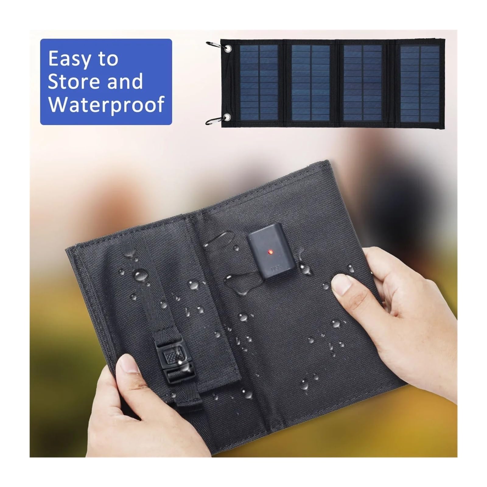 Pannelli solari, Pannello solare pieghevole Charr impermeabile USB Charr solare con 2 ganci Alimentatore legro for esterni