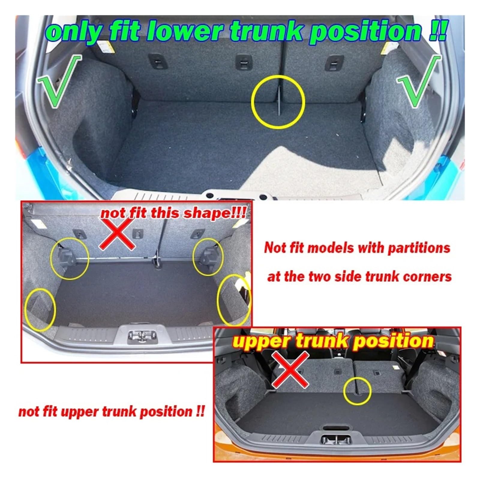 Alfombrillas Bandeja Maletero para Fiesta Hatchback Boot Liner 2009-2017 Esterilla Trasera del Maletero Bandeja De Carga Alfombra Suelo