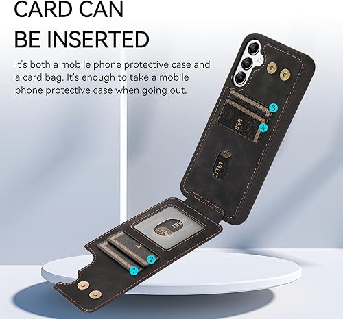 Miniatura 3 de Asuwish Funda para teléfono Samsung Galaxy A14M14 5G con protector de pantalla de vidrio templado y soporte de anillo para tarjeta de crédito,