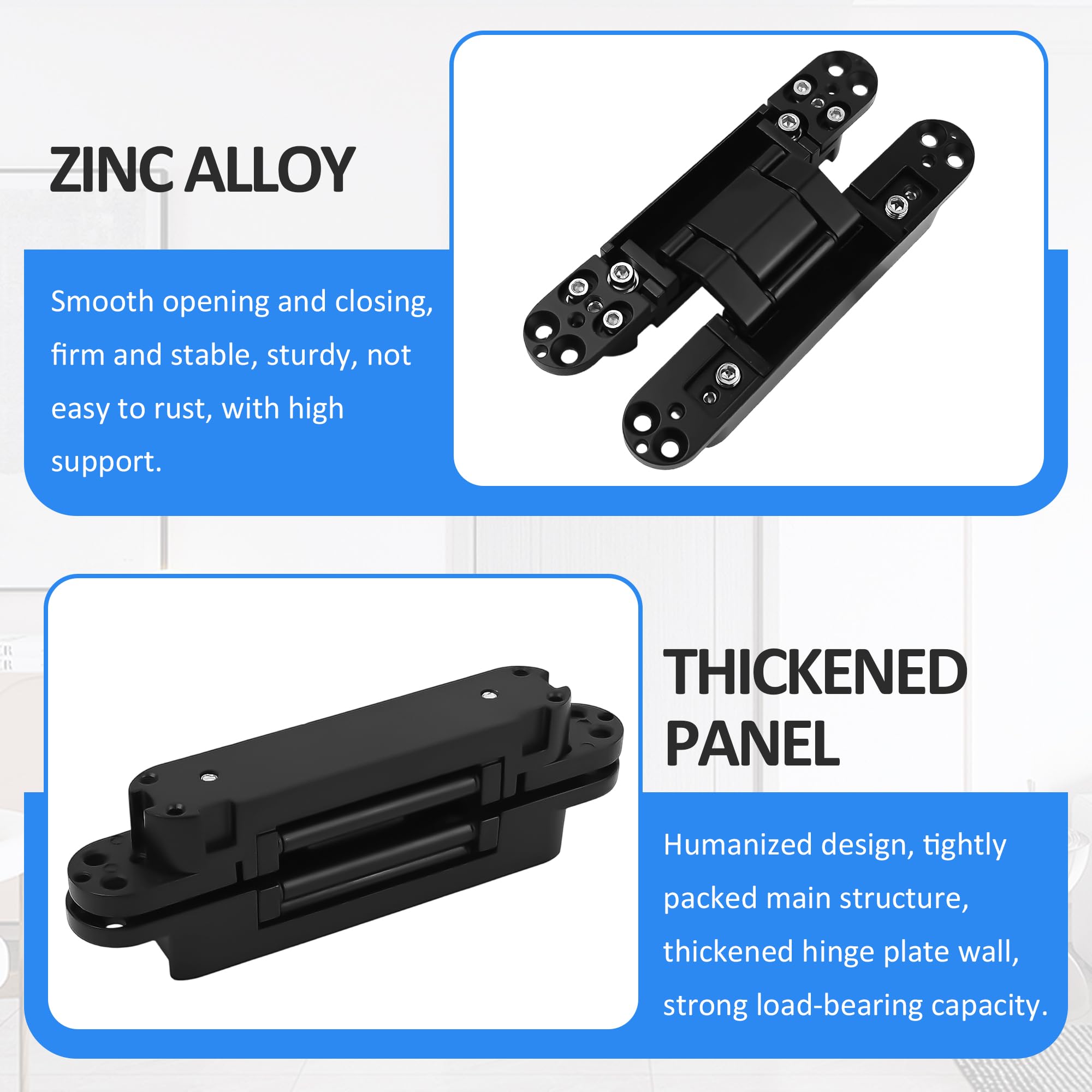 Axincardarm 2 Pack Concealed Hinges Black Hidden Door Hinges - Image 3