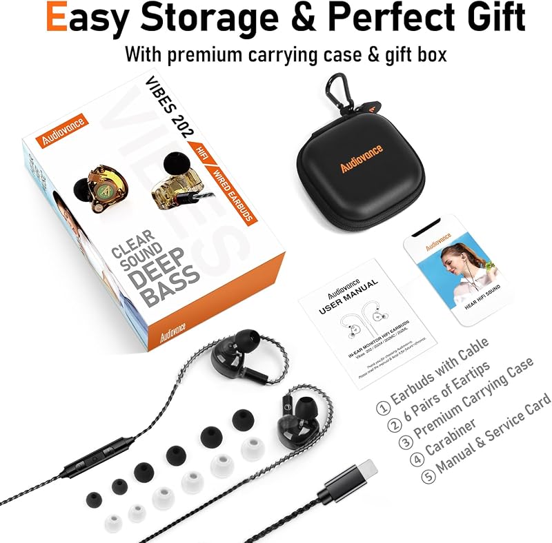 Audiovance Vibes 202ML HiFi Wired Earbuds for iPhone 14/13/12/11/X, Pro Max image 6