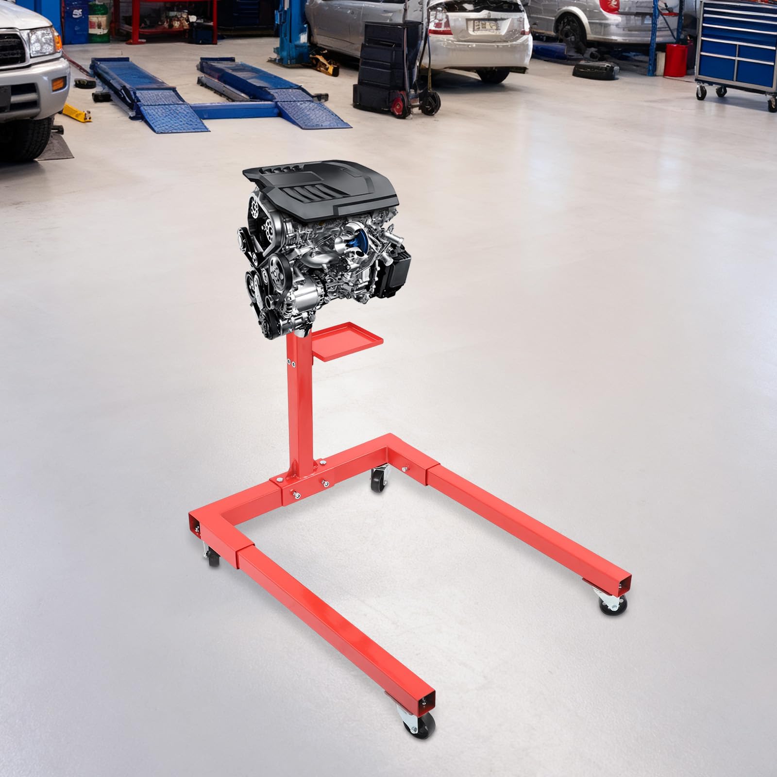 Cavalletto per motore mobile fino a 567 kg, per officina e garage | Bracci regolabili a 360°, in acciaio al carbonio, supporto per motore a forma di H, per motori piccoli e medi