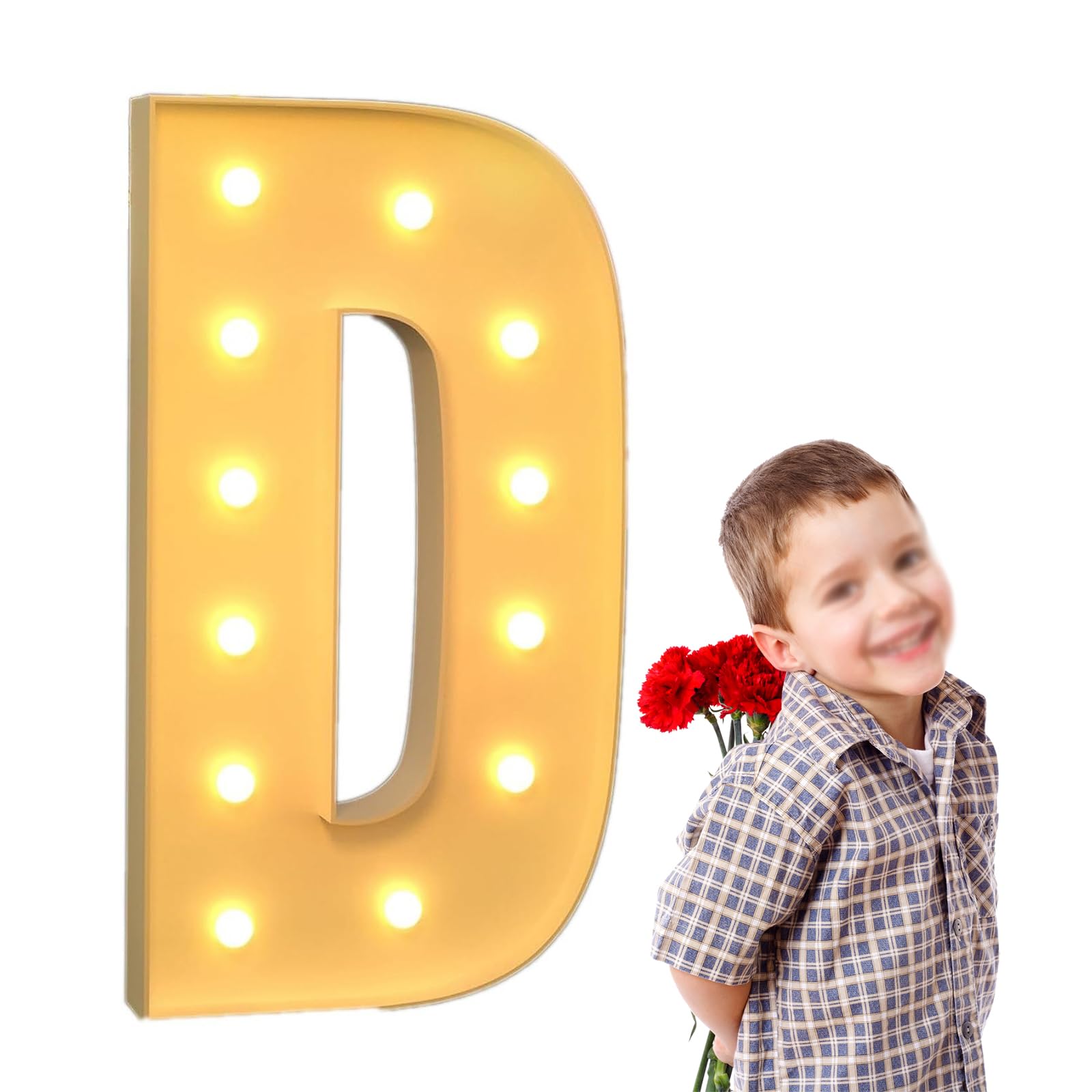 Lettere Luminose Fai Te 100Cm, Perfette per Feste A Casa, Anniversari Compleanni Fidanzamenti Decorazioni, 26 Lettere Dell'Alfabeto Luminose con Luci, Batteria (D, 100cm)