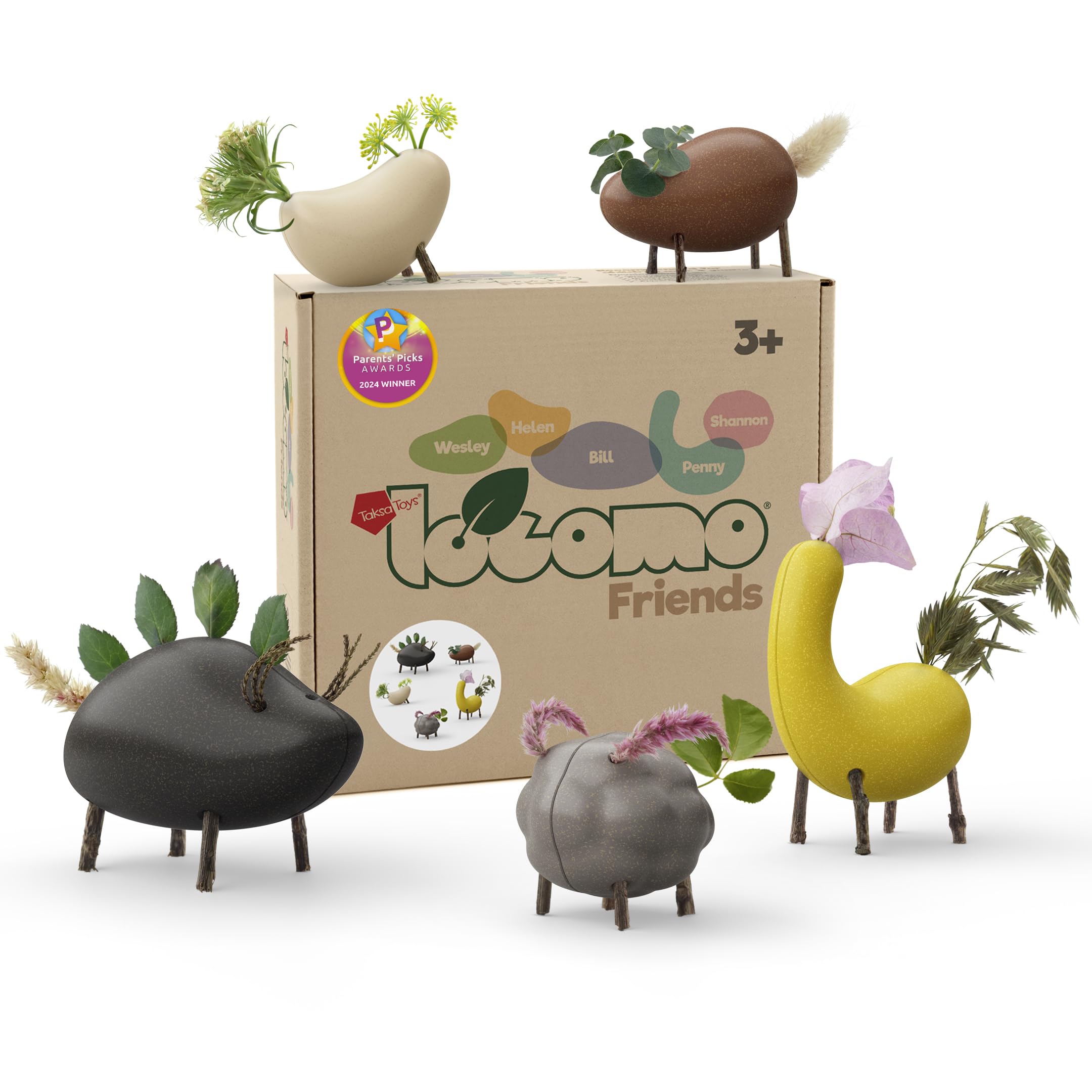 Taksa Toys Locomo Friends IV Waldorf Educational Outdoor Play Figures, Montessori Wooden Animal Toys for Kids 3 4 5 6 7+, Open-Ended Learning &