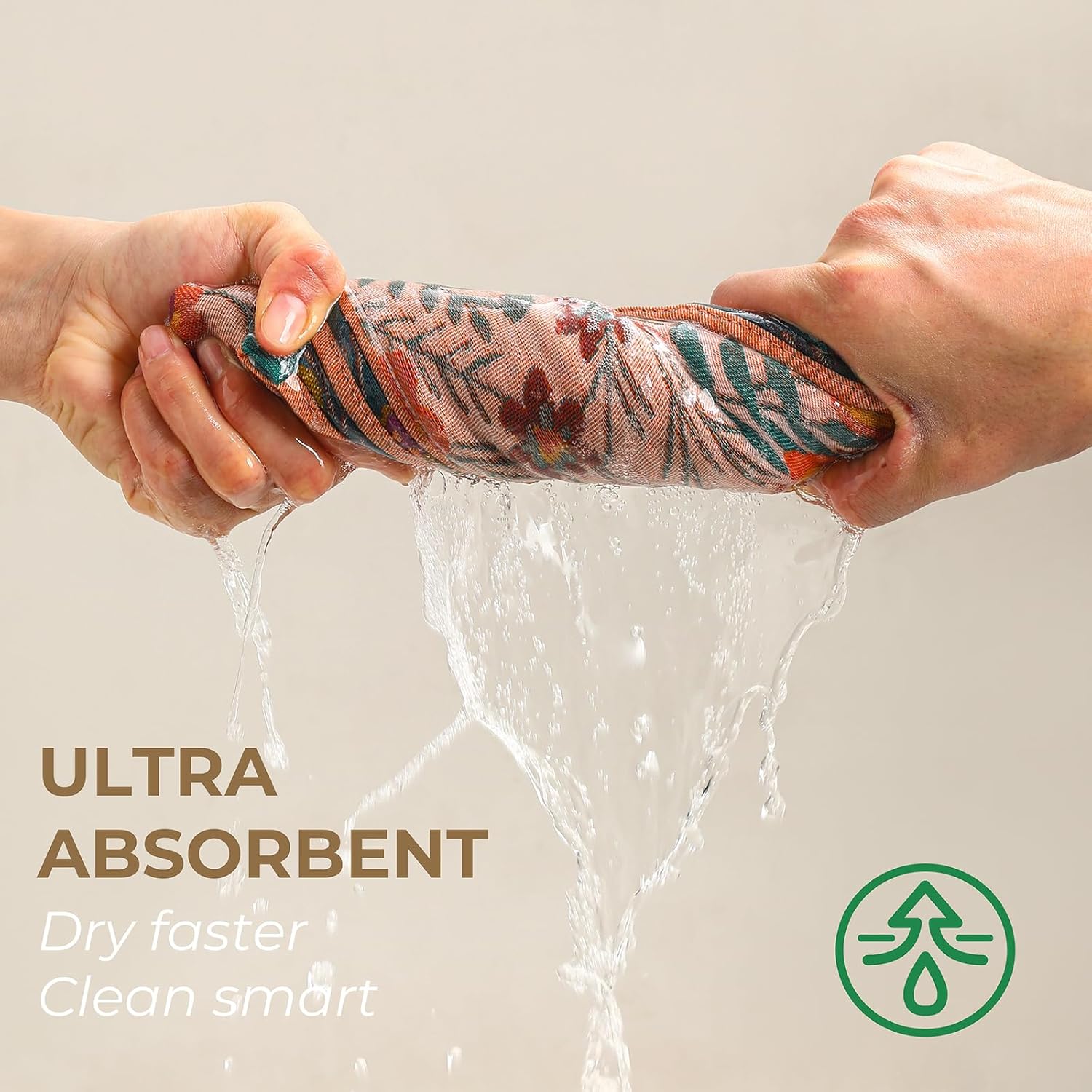 Kitchen Dish Towels for Drying 100% Cotton Set of 4, Ultra Absorbent Quick Drying Thick Reusable Cleaning Decorative Tea Towels with Hanging Loop,Reversible Boho Pretty Hand Towels,Floral - Image 4