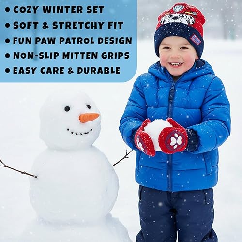 Miniatura 5 de Nickelodeon Sombrero de invierno de Paw Patrol para niños, 2 pares de guantes o mitones (niños pequeños)