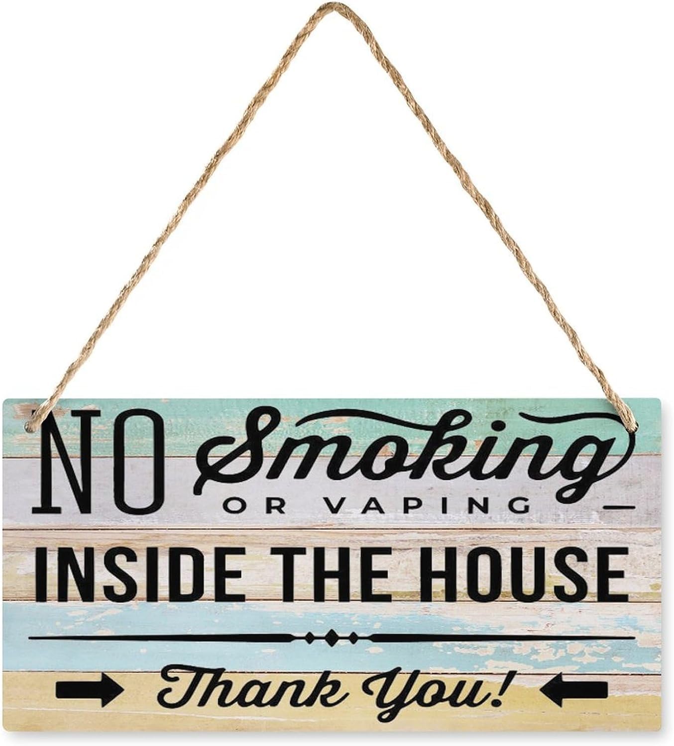 Pibonto Women's Wall Art Wood Sign No Smoking Or Vaping Inside The House Rustic Wood Sign For Home Entryway Living Dining Room Farmhouse 5X10 Inch