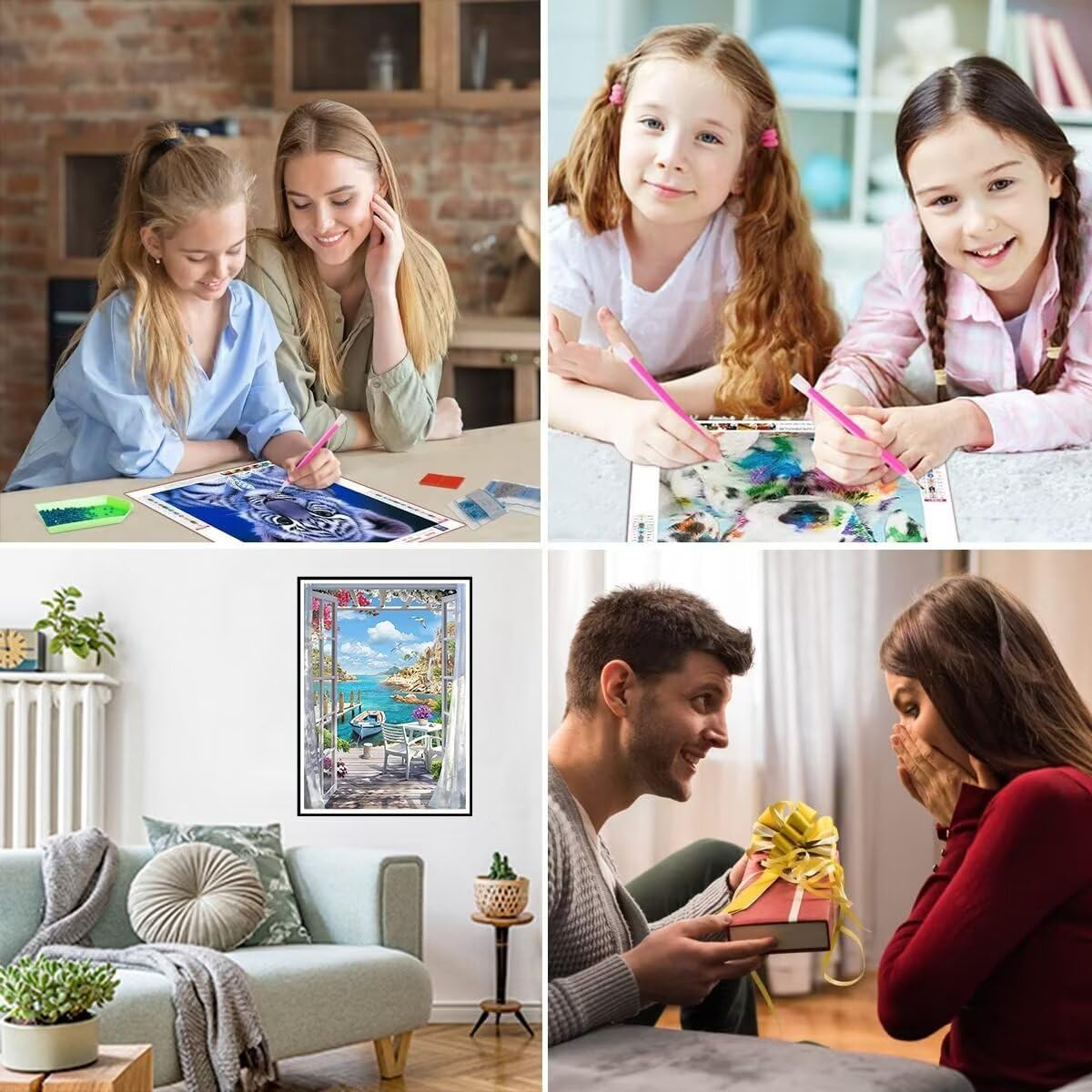 5D bord de mer Diamond Painting, DIY paysage Peinture Diamant Painting Kit, Diamond Painting Adulte Grand Format Bricolage Strass Broderie Diamant Art, pour Decoration Murale Maison 80x111cm WO-1454