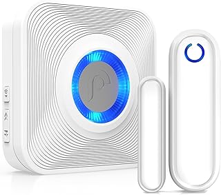 Fosmon WaveLink Door Chime Wireless Door Alarm Sensor (500 Feet Range, 58 Tunes, 5 Volume Levels & LED Indicators) Door Open Chime for Home/Business/Office/Store (1 Receiver + 1 Sensor) 51004HOM