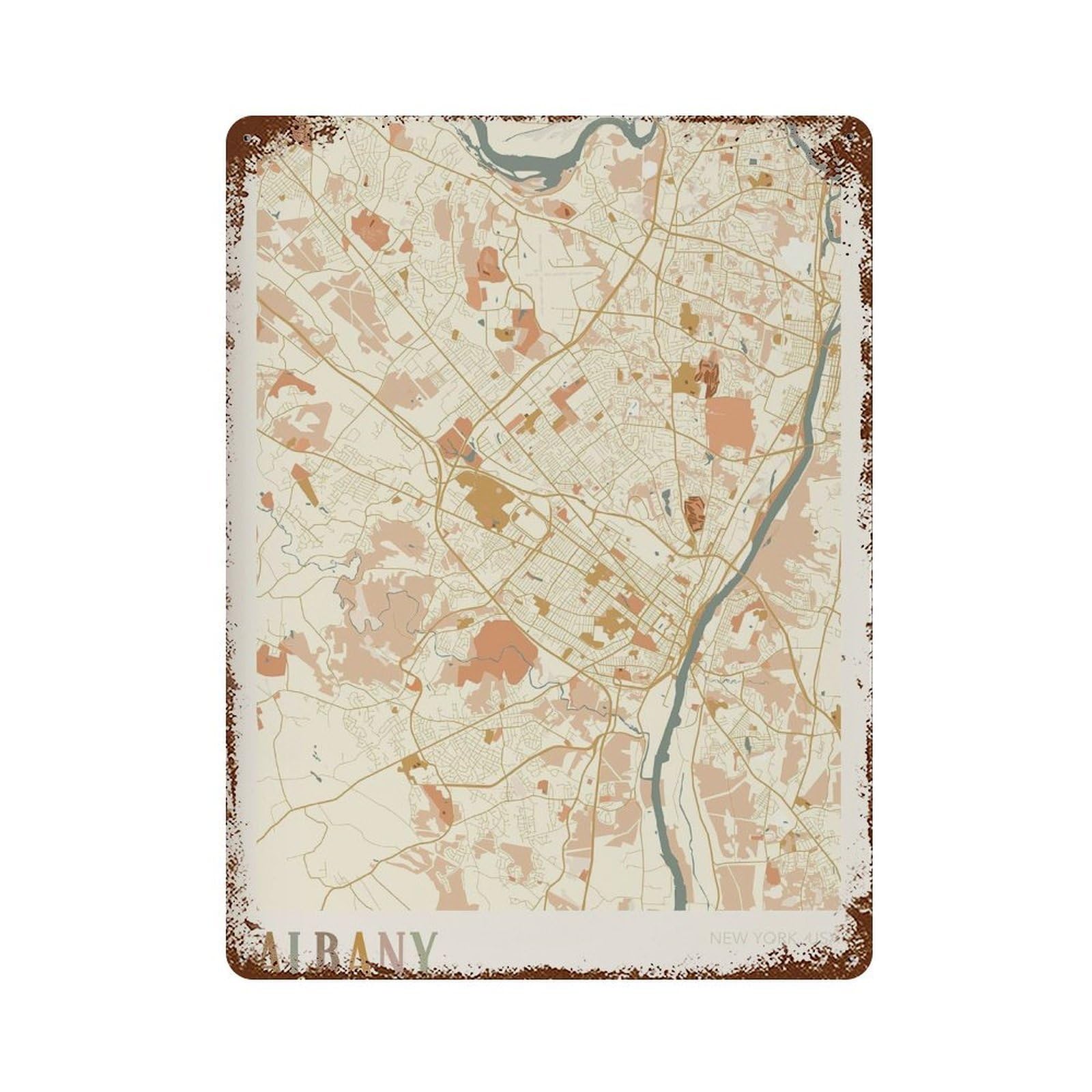 xiaoxiaoshen Albany Map New York Travel Gift Boho (2) Wall Decor Art Metal Tin Poster Modern Home Decor Art Home Bar Shop Decorations Vintage Sign 40x30cm