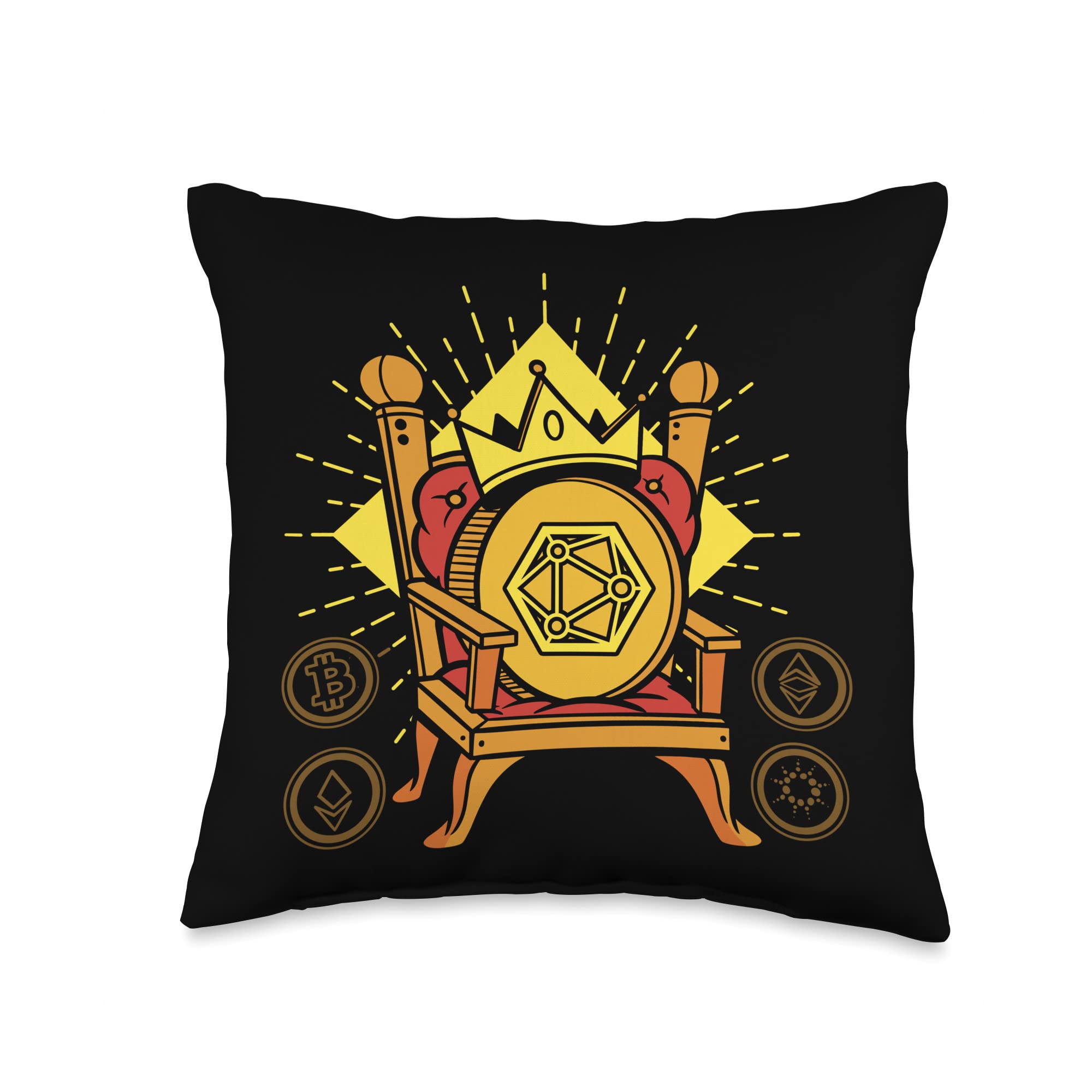 XYO Astronaut XYO is King Crypto Throw Pillow, 16x16, Multicolor